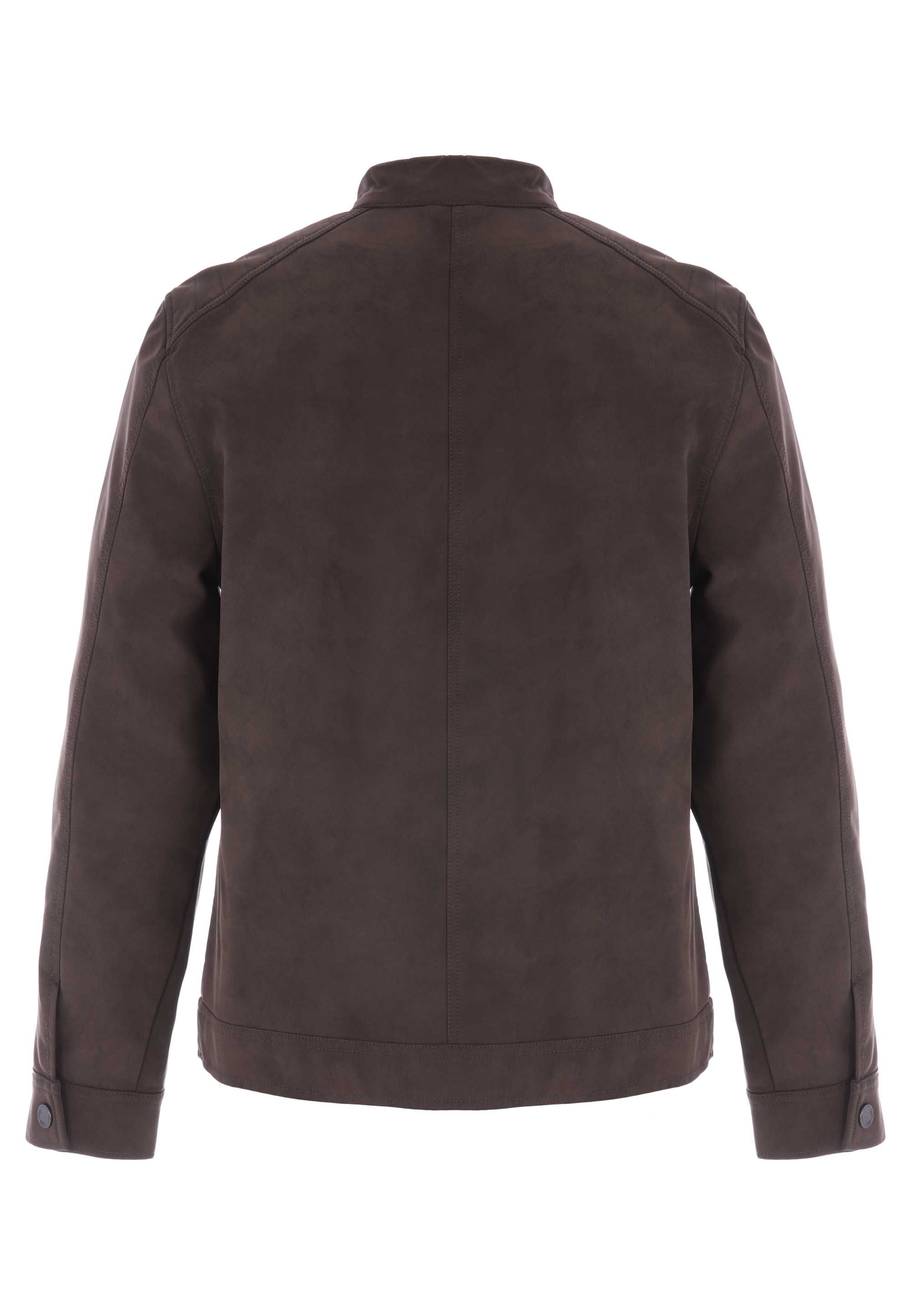 Mens Brown Suedette Biker Jacket