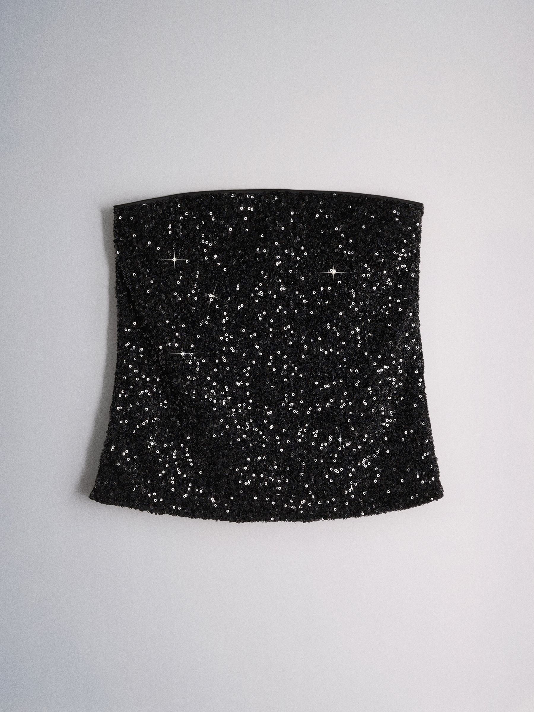 The Set 2 Pack Sequin Bandeau Tops - Silver/Black - Regular - SIP Still Life