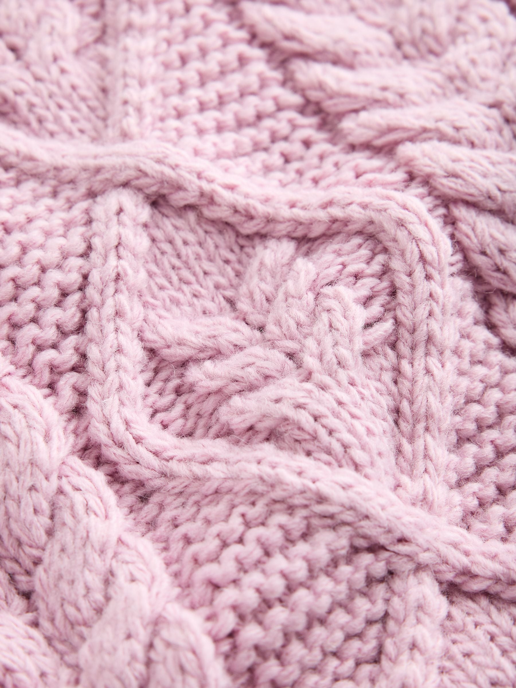 Cable Knit Long Sleeve Crew Neck Jumper - Pink - Regular - SIP Still Life