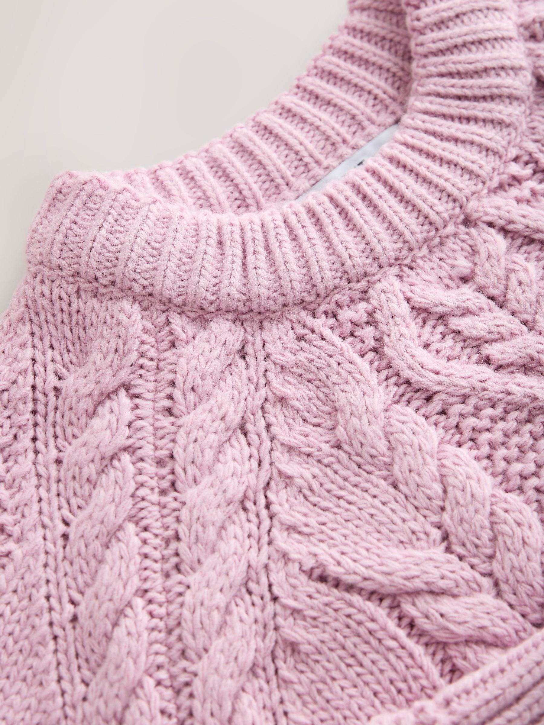 Cable Knit Long Sleeve Crew Neck Jumper - Pink - Regular - SIP Still Life