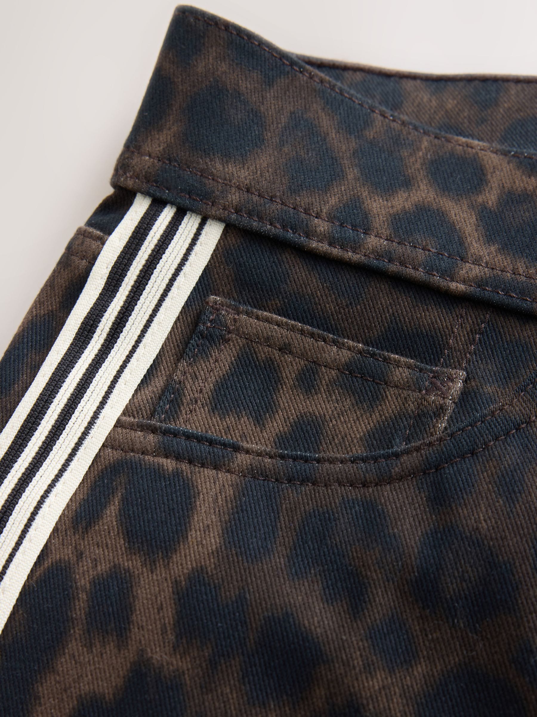 Jersey Denim Wide Leg Trousers - Leopard Side Stripe - Regular - SIP Still Life