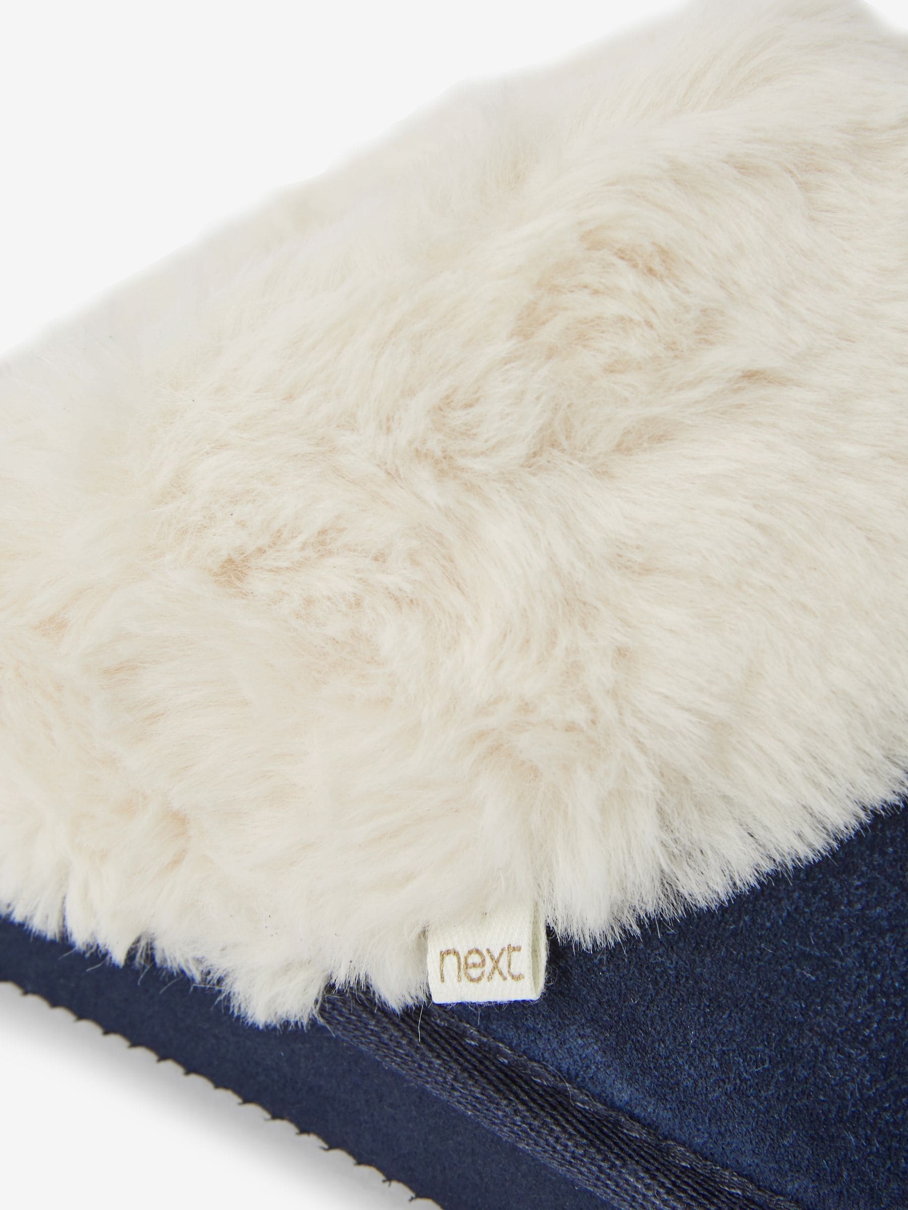Faux Fur Lined Suede Mule Slippers - Navy - Regular - SIP Still Life