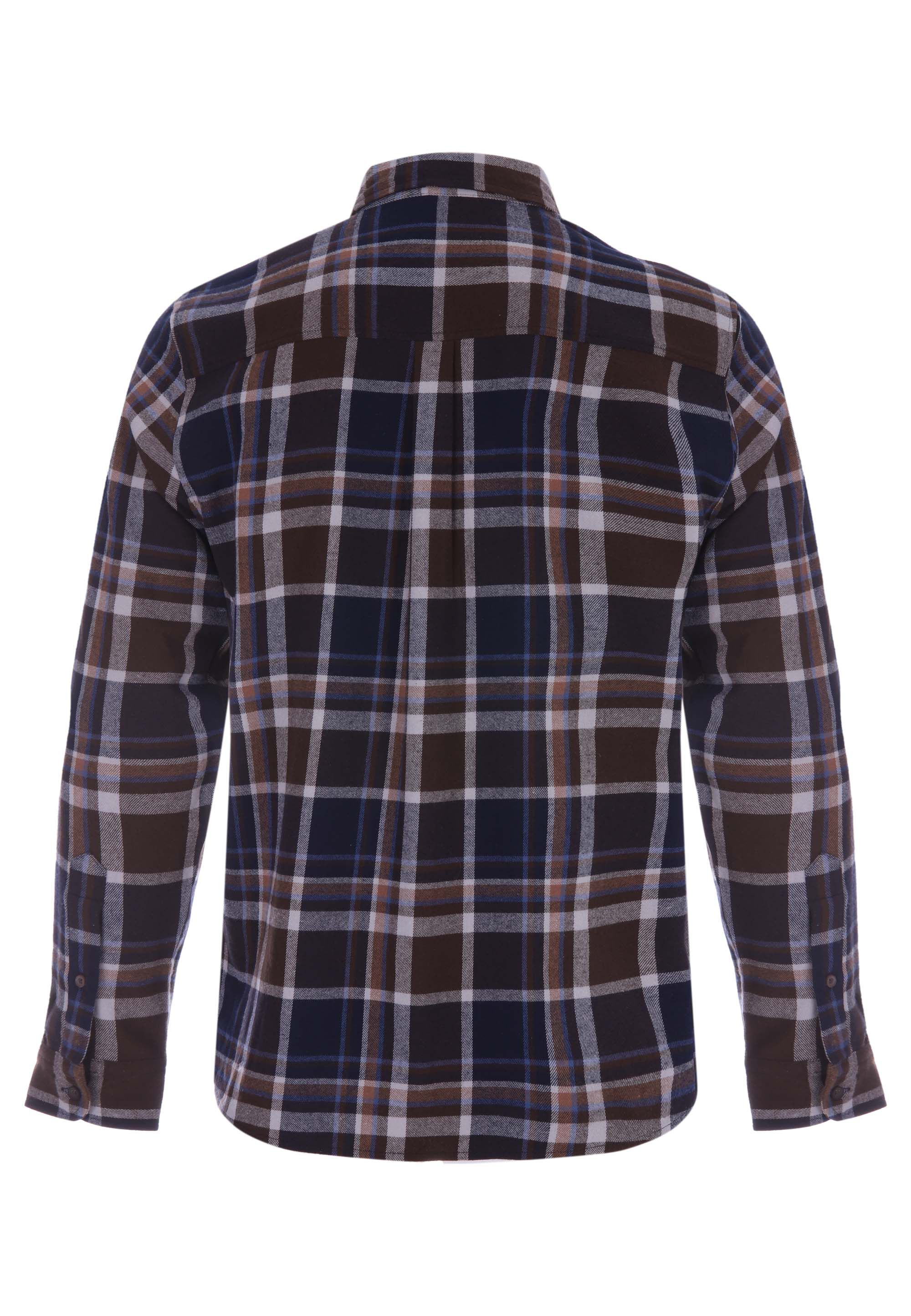 Mens Brown Check Flannel Long Sleeve Shirt