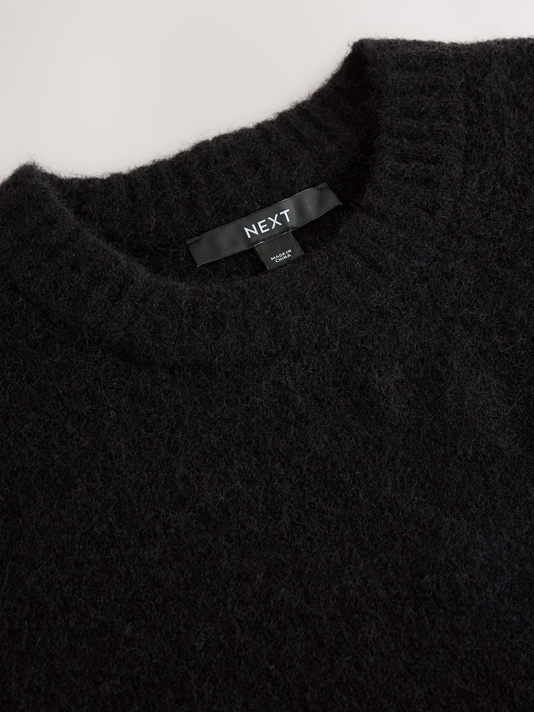 Long Sleeve Crew Neck Knitted Jumper With Wool - Black - Regular - SIP Still Life