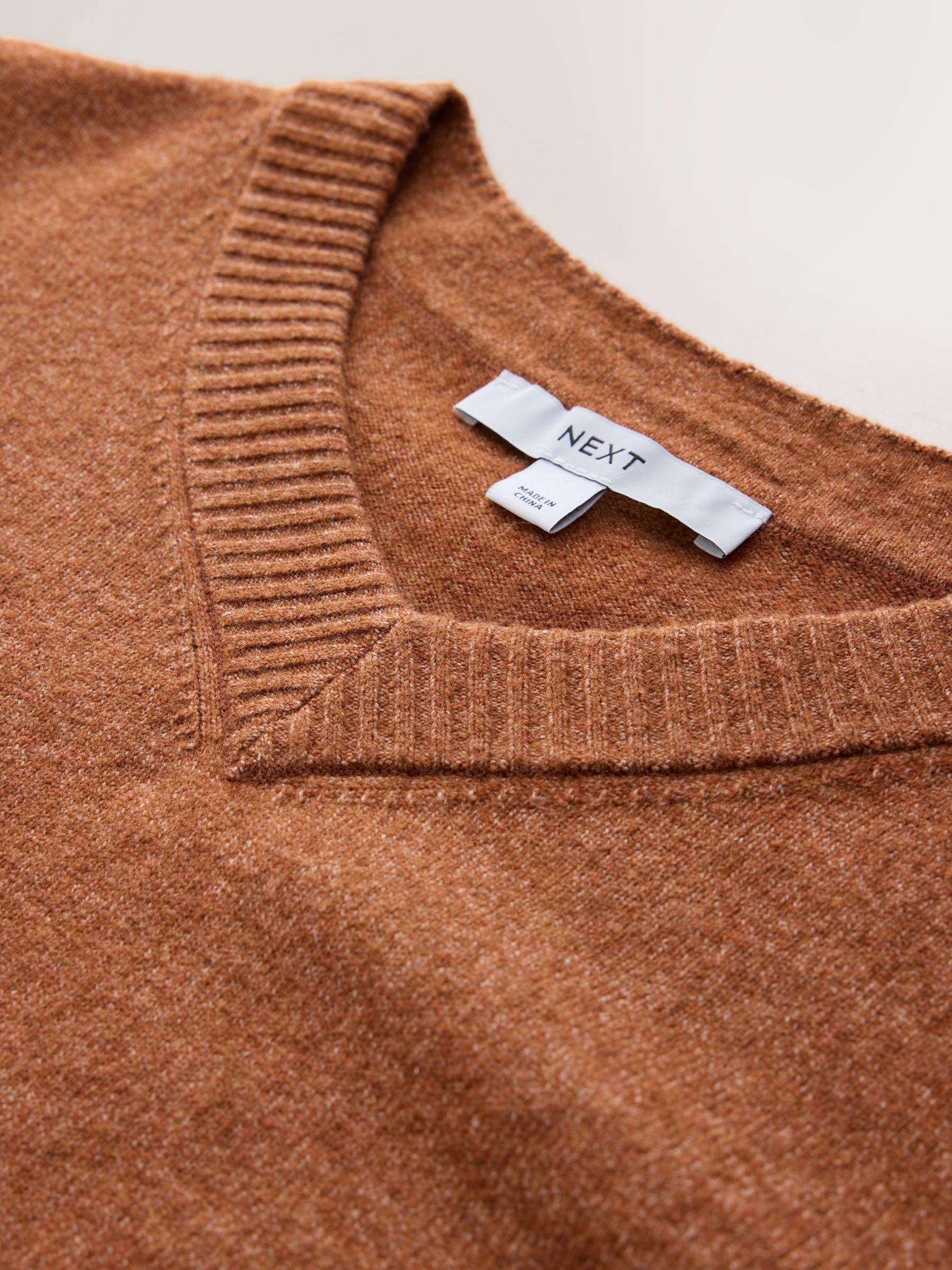Supersoft V-Neck Long Sleeve Jumper - Brown - Regular - SIP Still Life