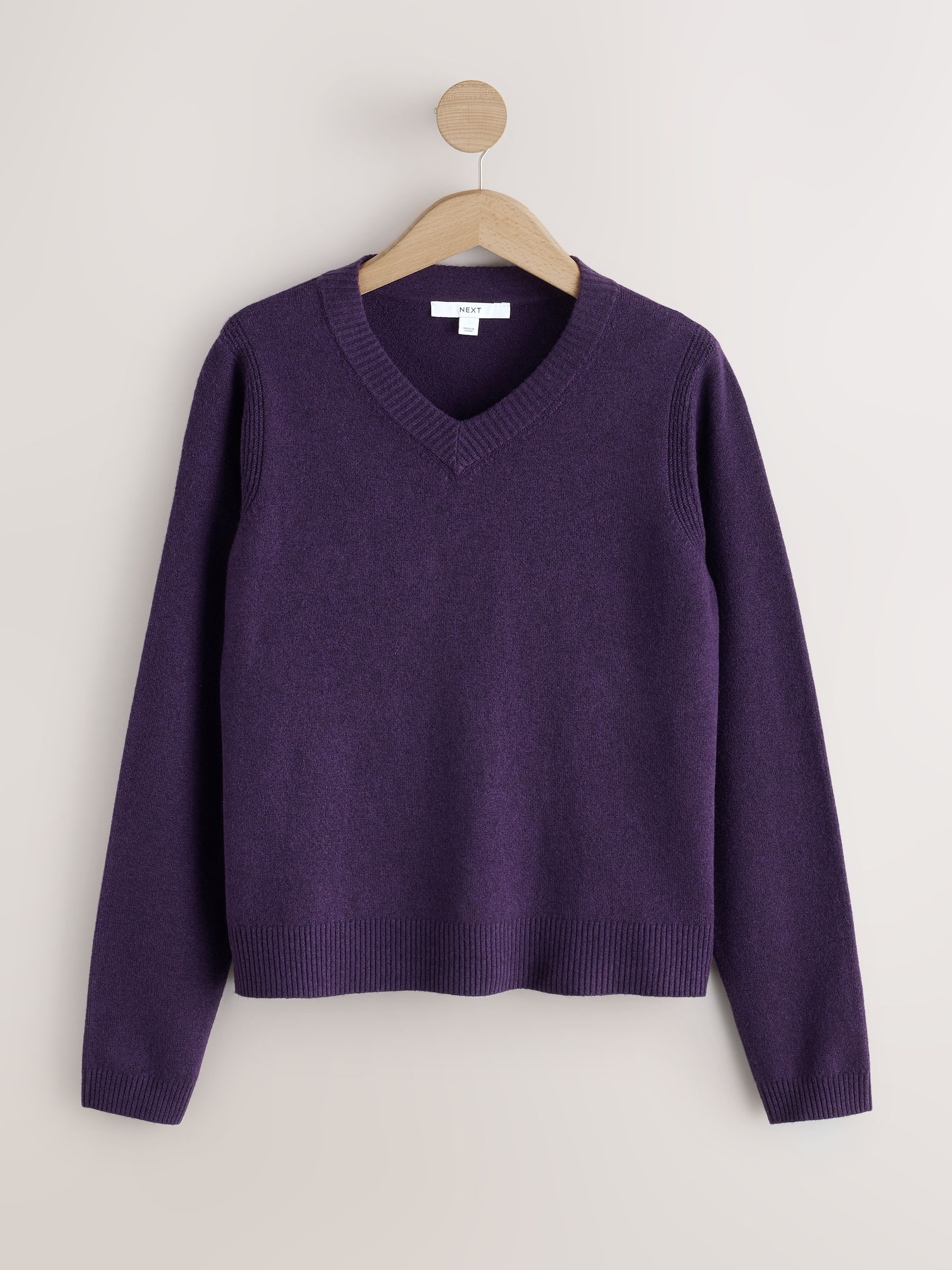 Supersoft V-Neck Long Sleeve Jumper - Purple - Regular - SIP Still Life
