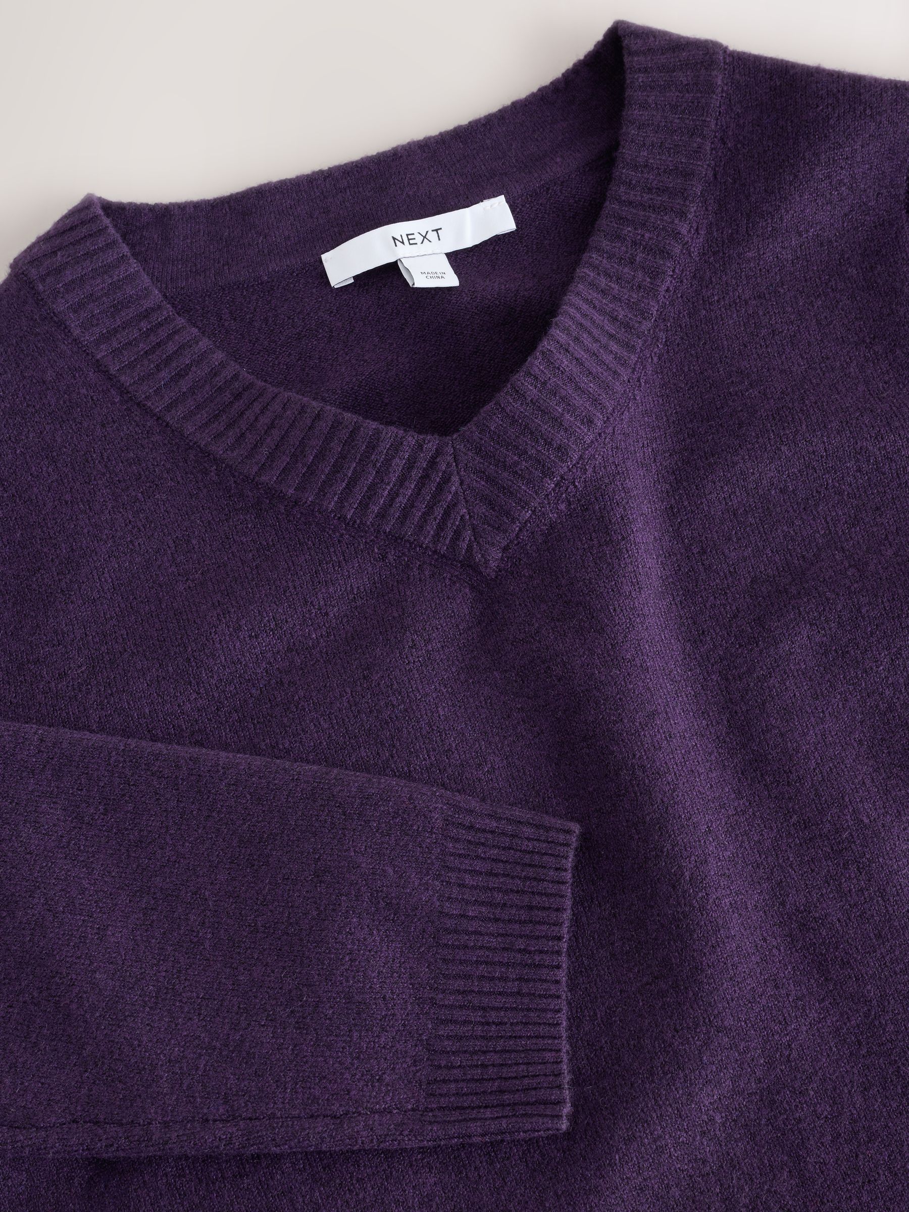 Supersoft V-Neck Long Sleeve Jumper - Purple - Regular - SIP Still Life