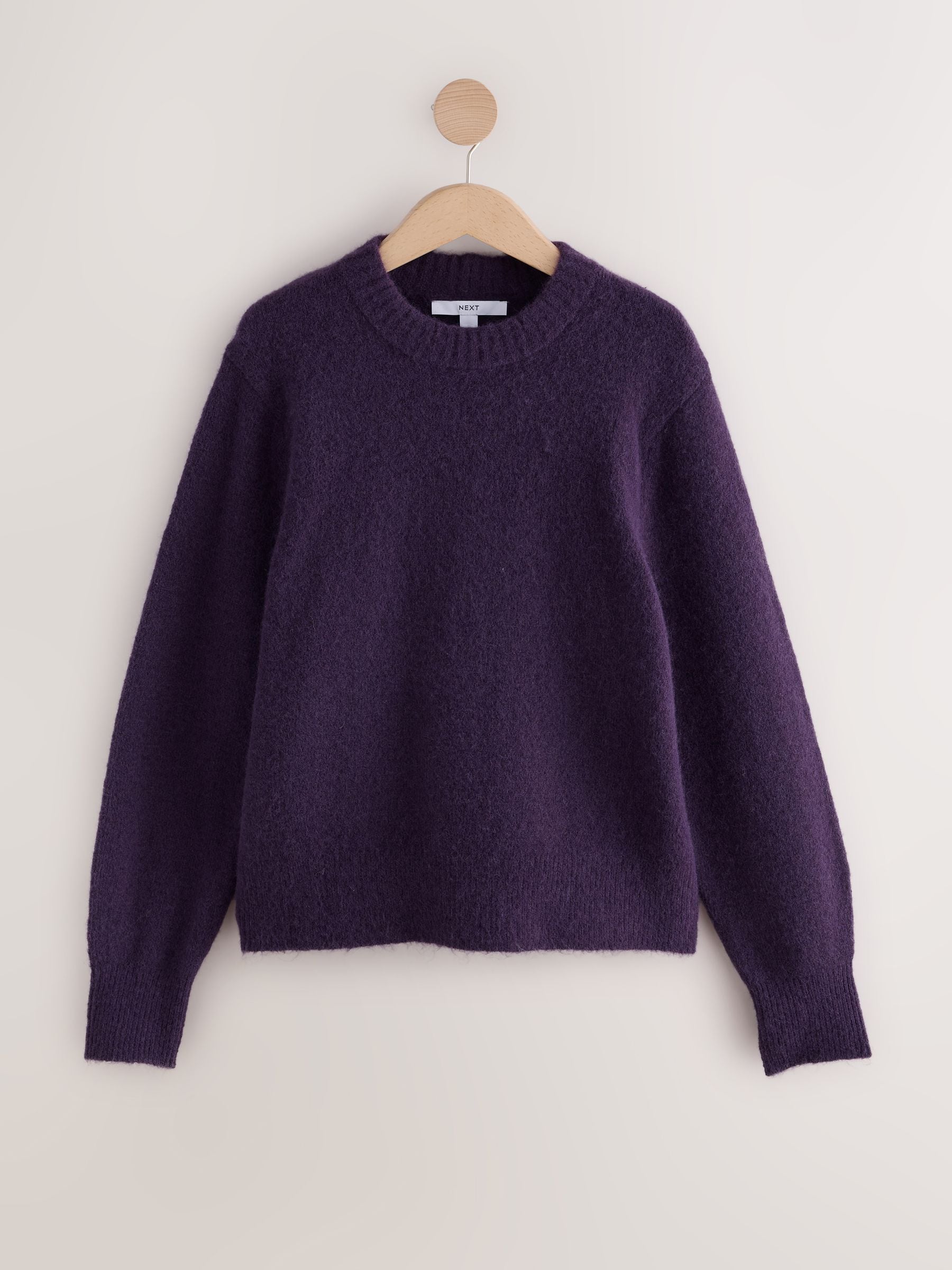 Long Sleeve Crew Neck Knitted Jumper With Wool - Purple - Regular - SIP Still Life