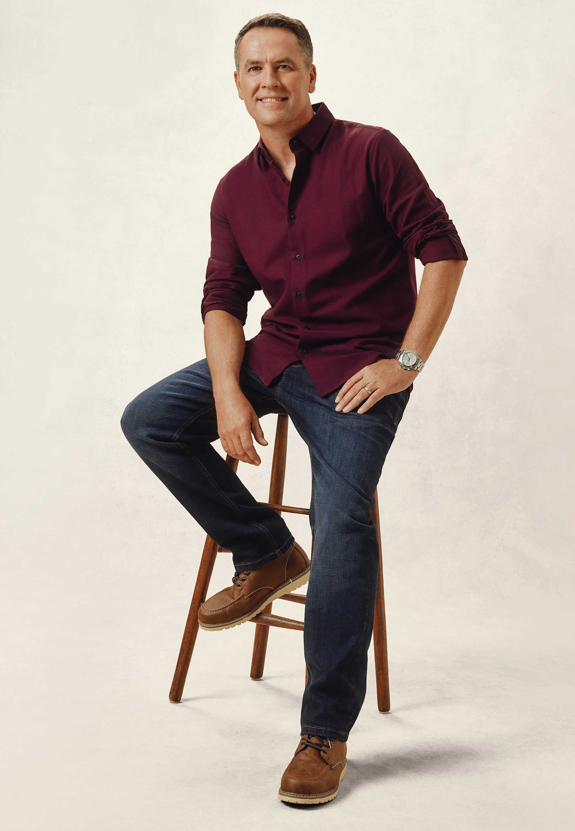 Mens Burgundy Cotton Dobby Shirt