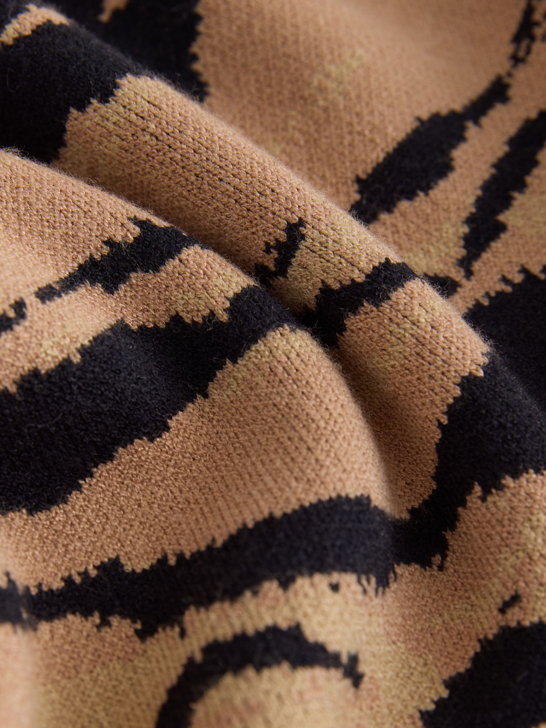 Striped Knit Look Crew Neck Jumper - Brown Tiger Print - Regular - SIP Still Life