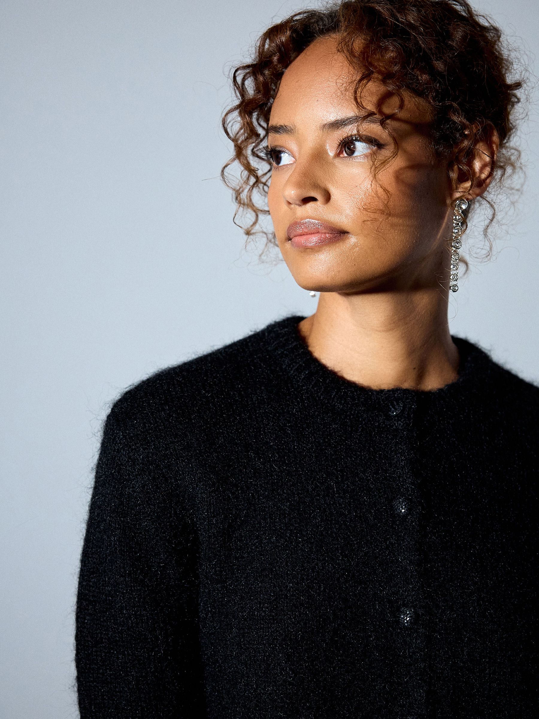 Lace Trim Long Sleeve Knit Cardigan - Black - Regular - Location Worn