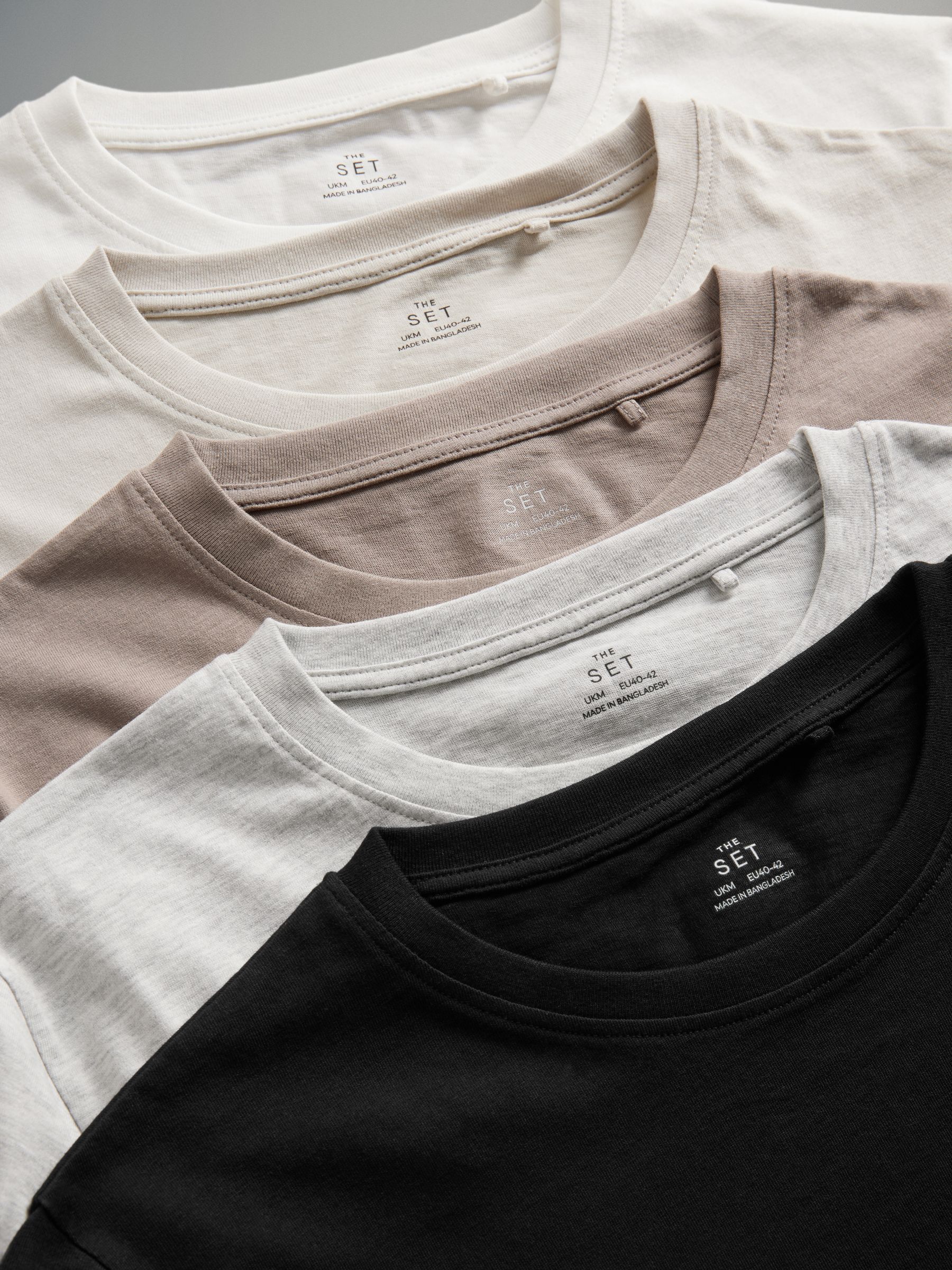 The Set 5 Pack Relaxed T-Shirts - Black/Taupe Brown/Stone/Grey Marl/Cream - Regular - SIP Still Life