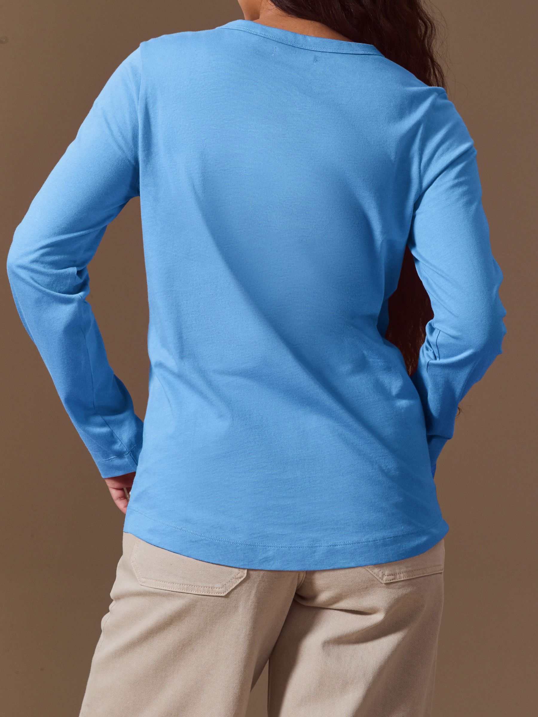 Long Sleeve Crew Neck T-Shirt - Bright Blue - Regular - Location Worn