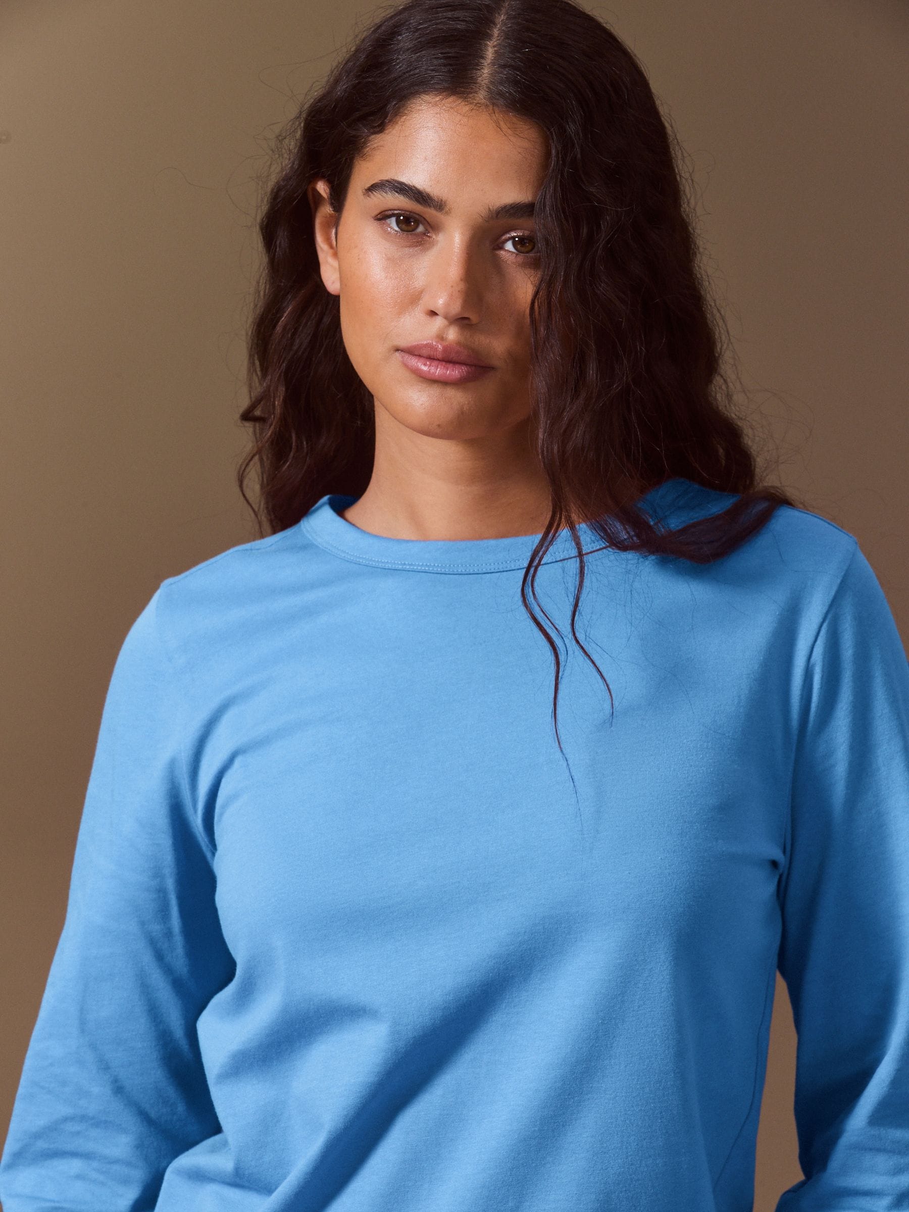 Long Sleeve Crew Neck T-Shirt - Bright Blue - Regular - Location Worn