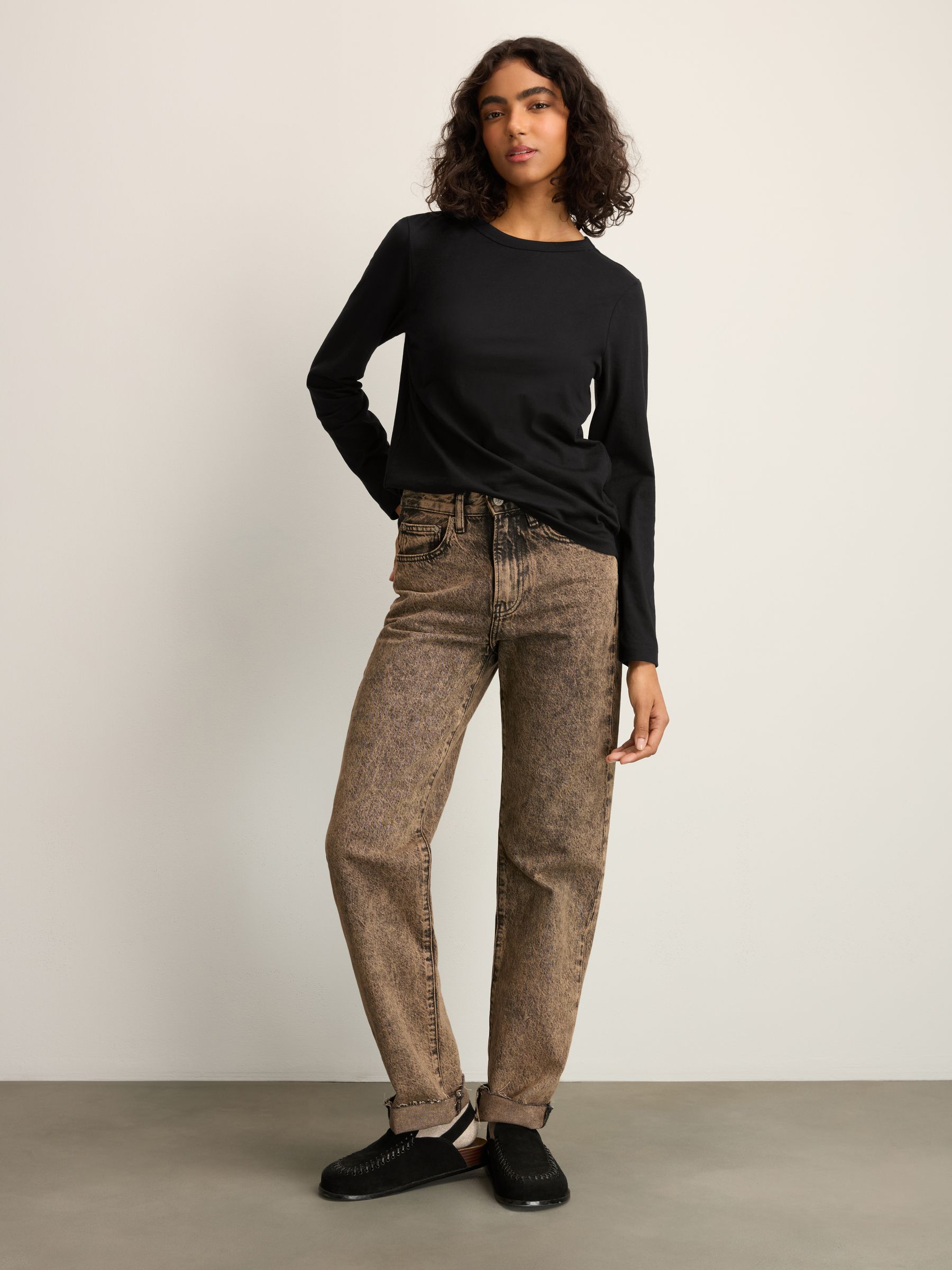 Long Sleeve Crew Neck T-Shirt - Black - Petite - SIP Worn