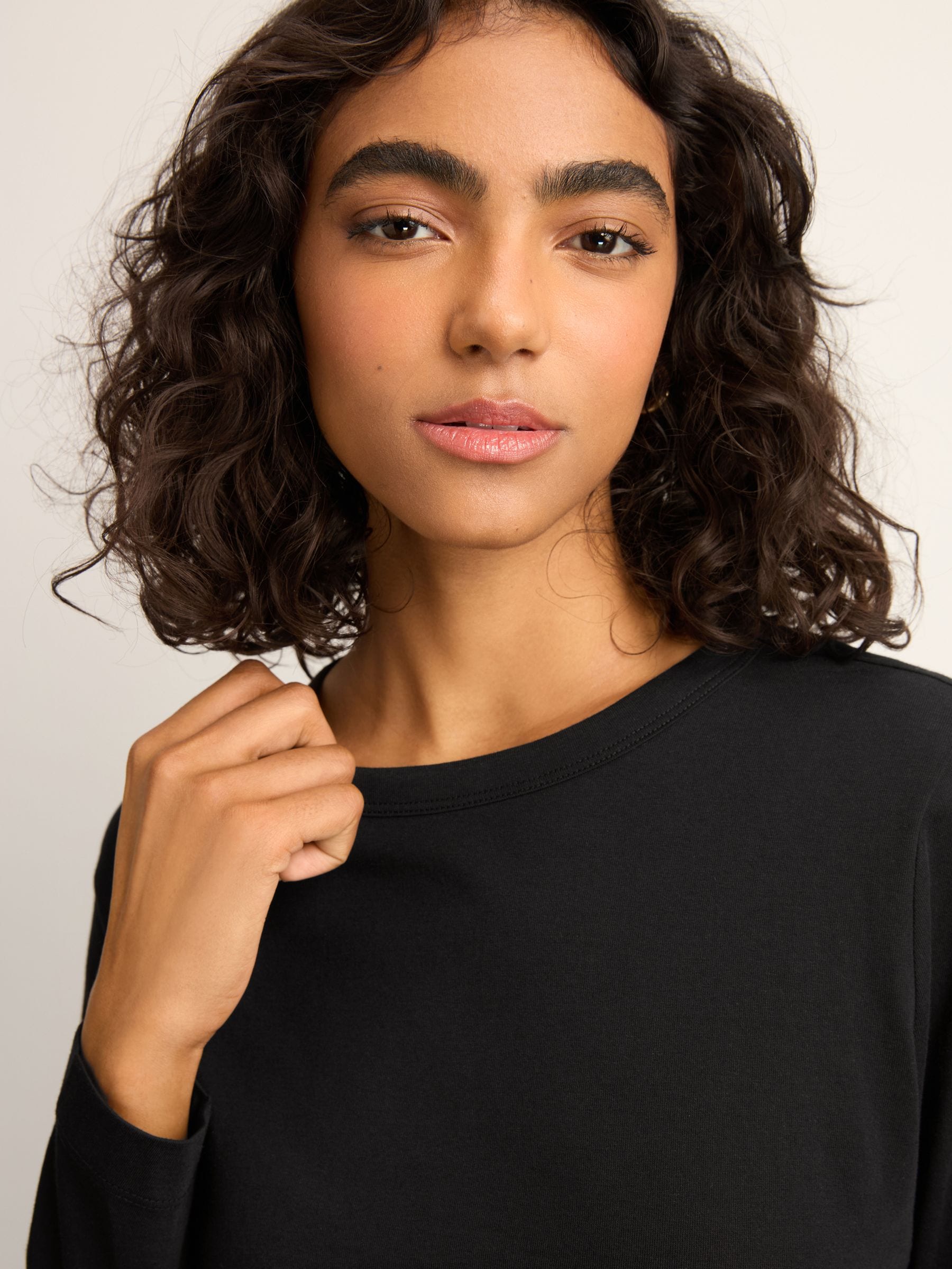 Long Sleeve Crew Neck T-Shirt - Black - Petite - SIP Worn