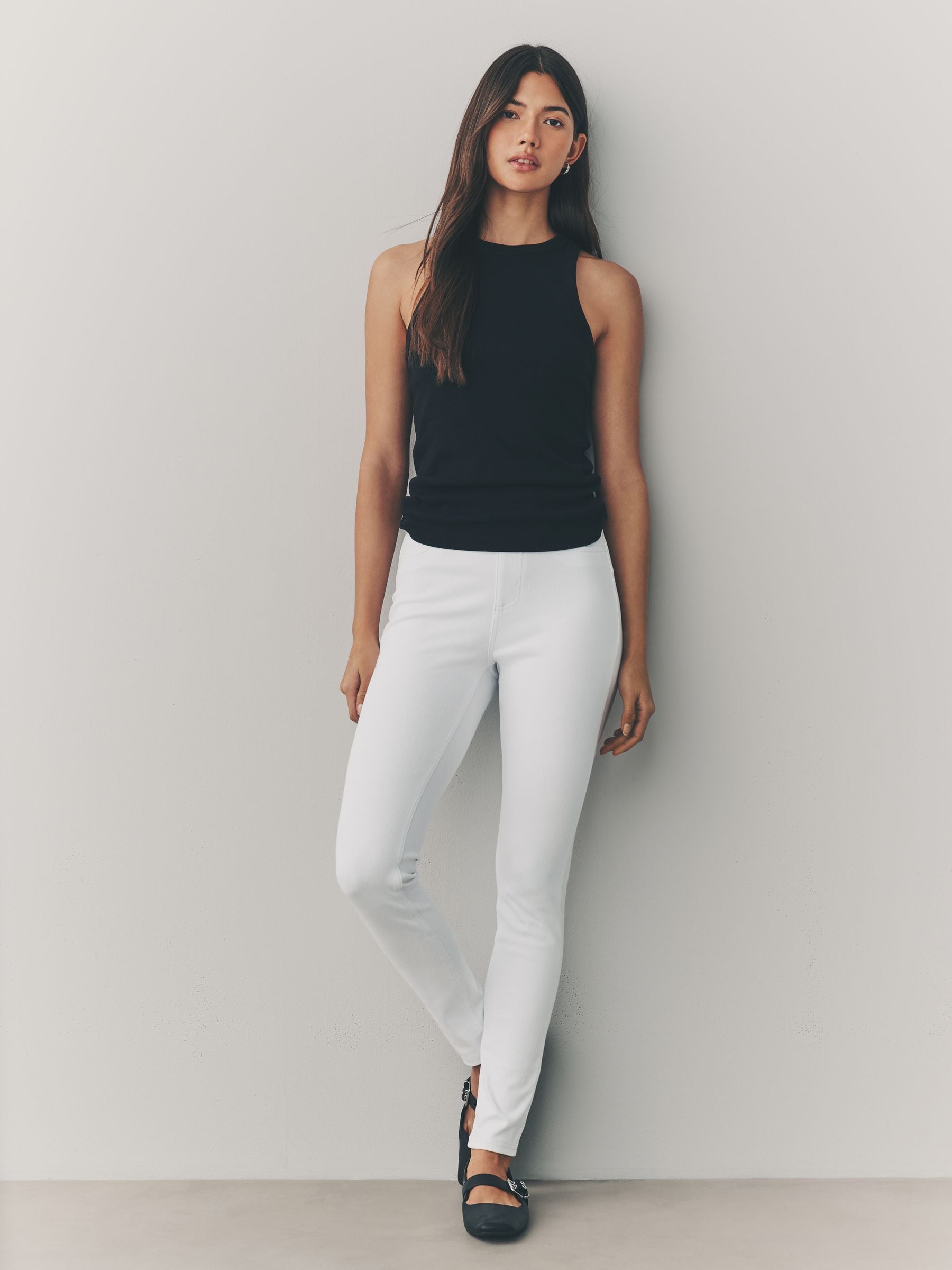 Jersey Denim Leggings - White - Regular - SIP Worn