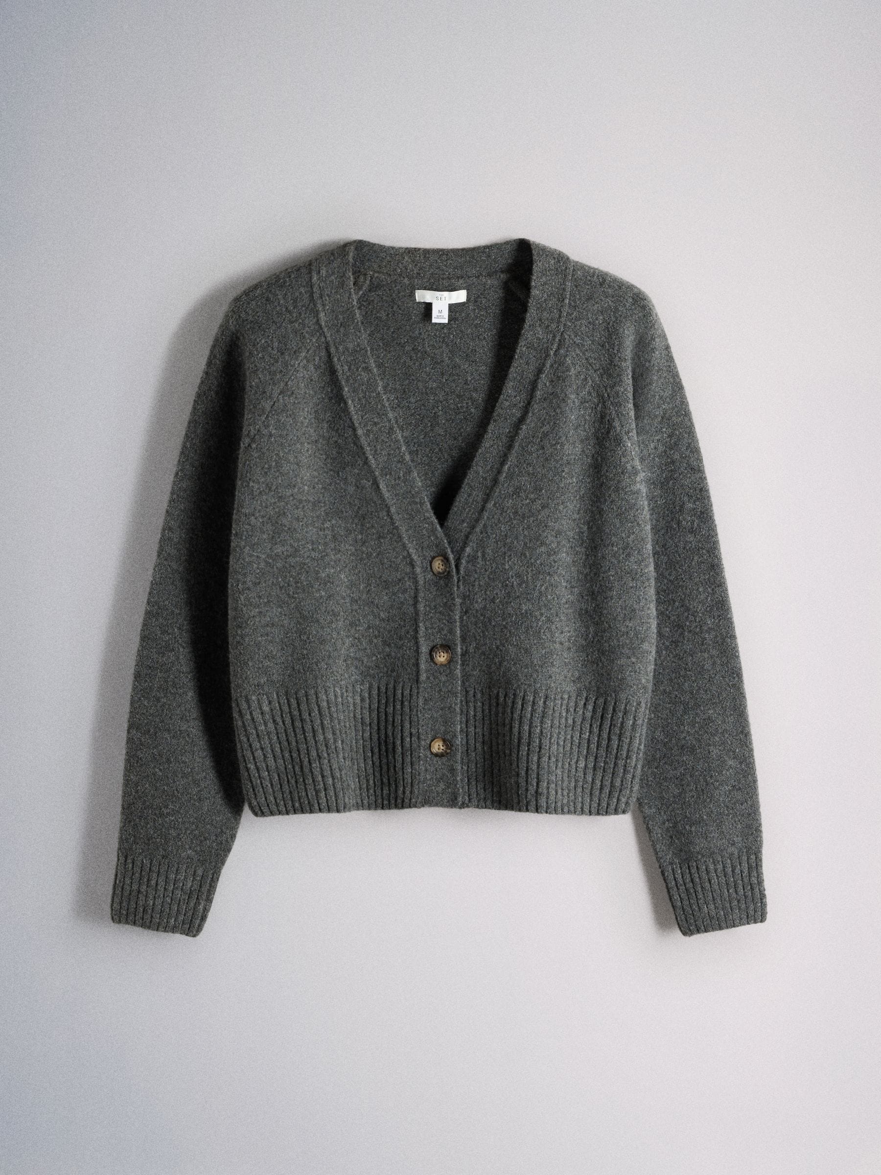 The Set Wool Blend Coord Cardigan & Legging Set - Charcoal Marl/Grey - Regular - SIP Still Life