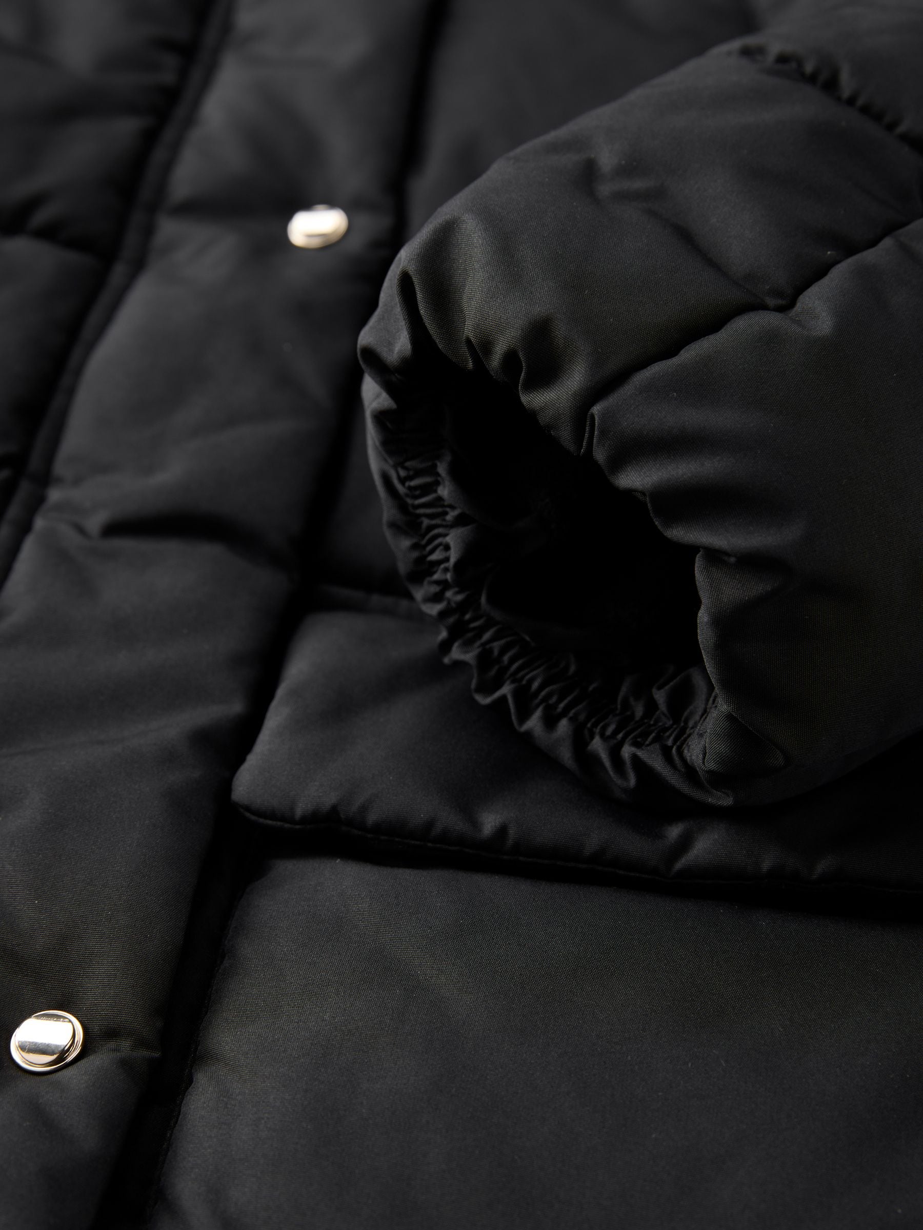 Shower-Resistant Padded Hooded Longline Coat - Black - Regular - SIP Still Life