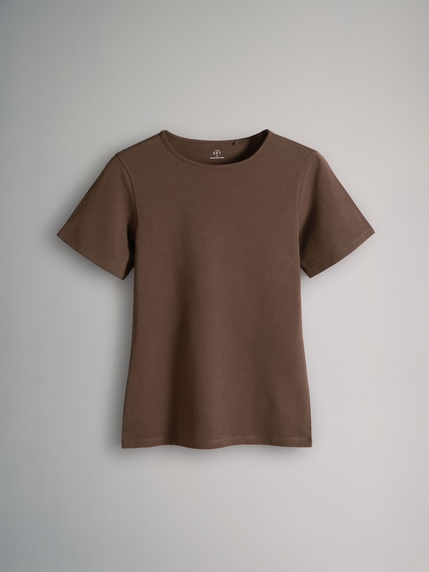 The Set 5 Pack Short Sleeve Skinny Fit Crew Neck T-Shirts - Black/Brown/Neutral/Nude/White - Regular - SIP Still Life