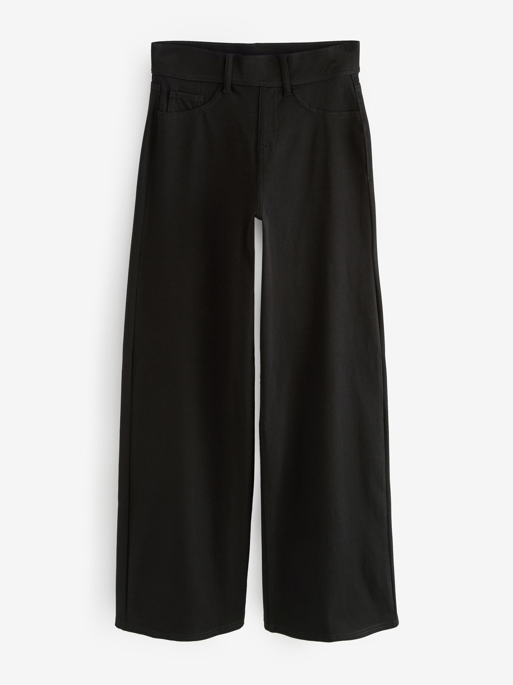 Jersey Denim Wide Leg Trousers - Black - Regular - SIP Still Life