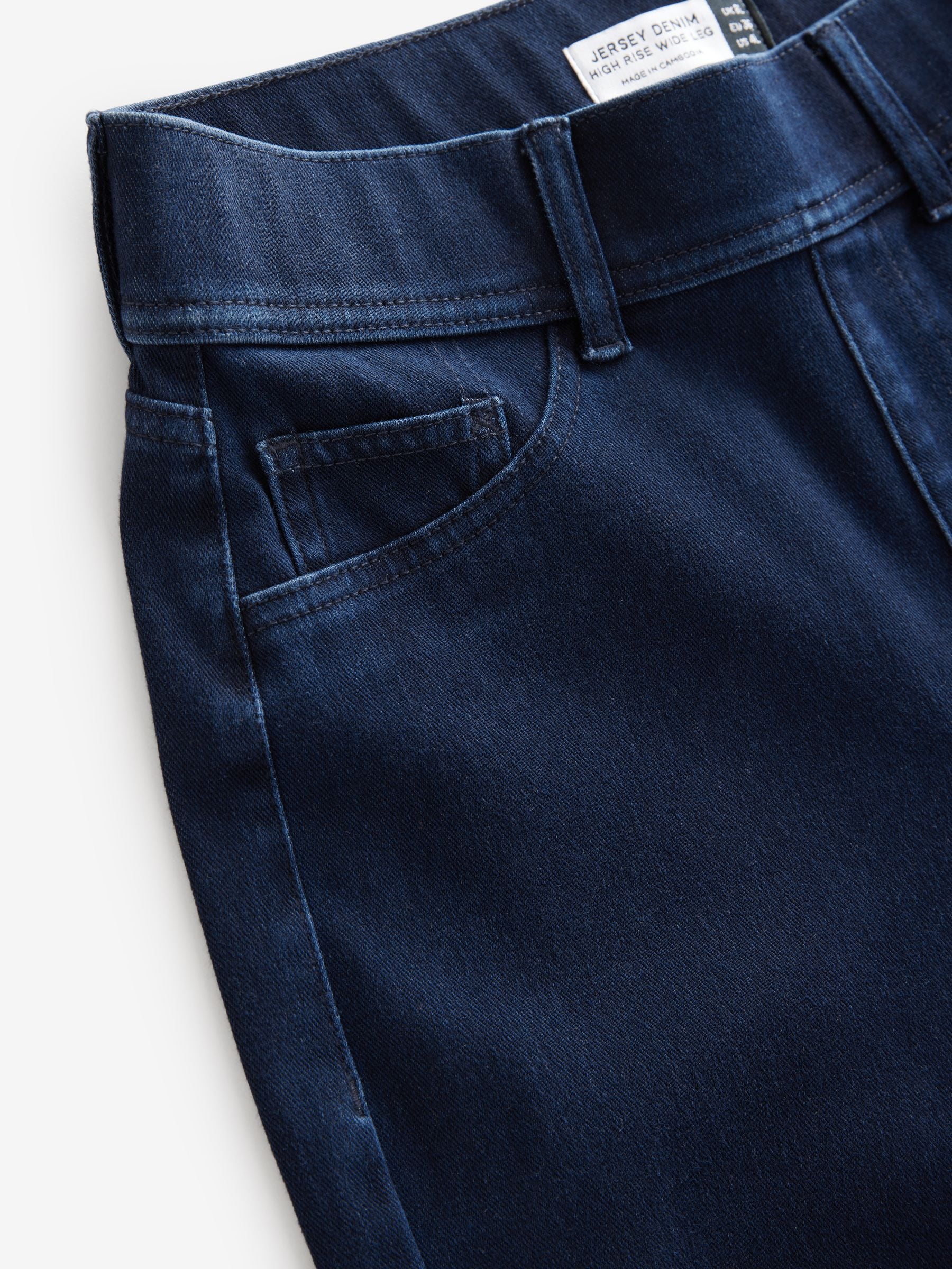 Jersey Denim Wide Leg Trousers - Indigo Blue - Regular - SIP Still Life