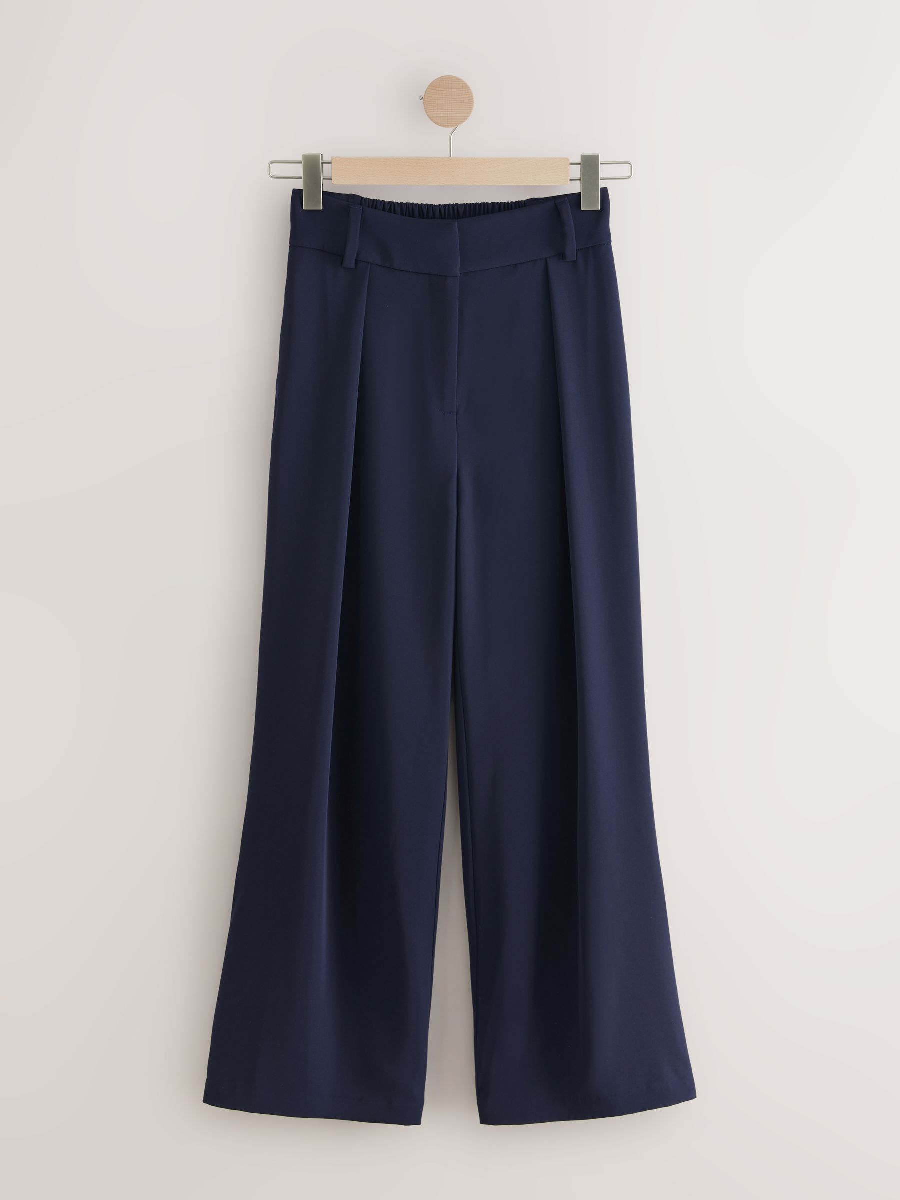 Elastic Back Wide Leg Trousers - Navy Blue - Petite - SIP Still Life