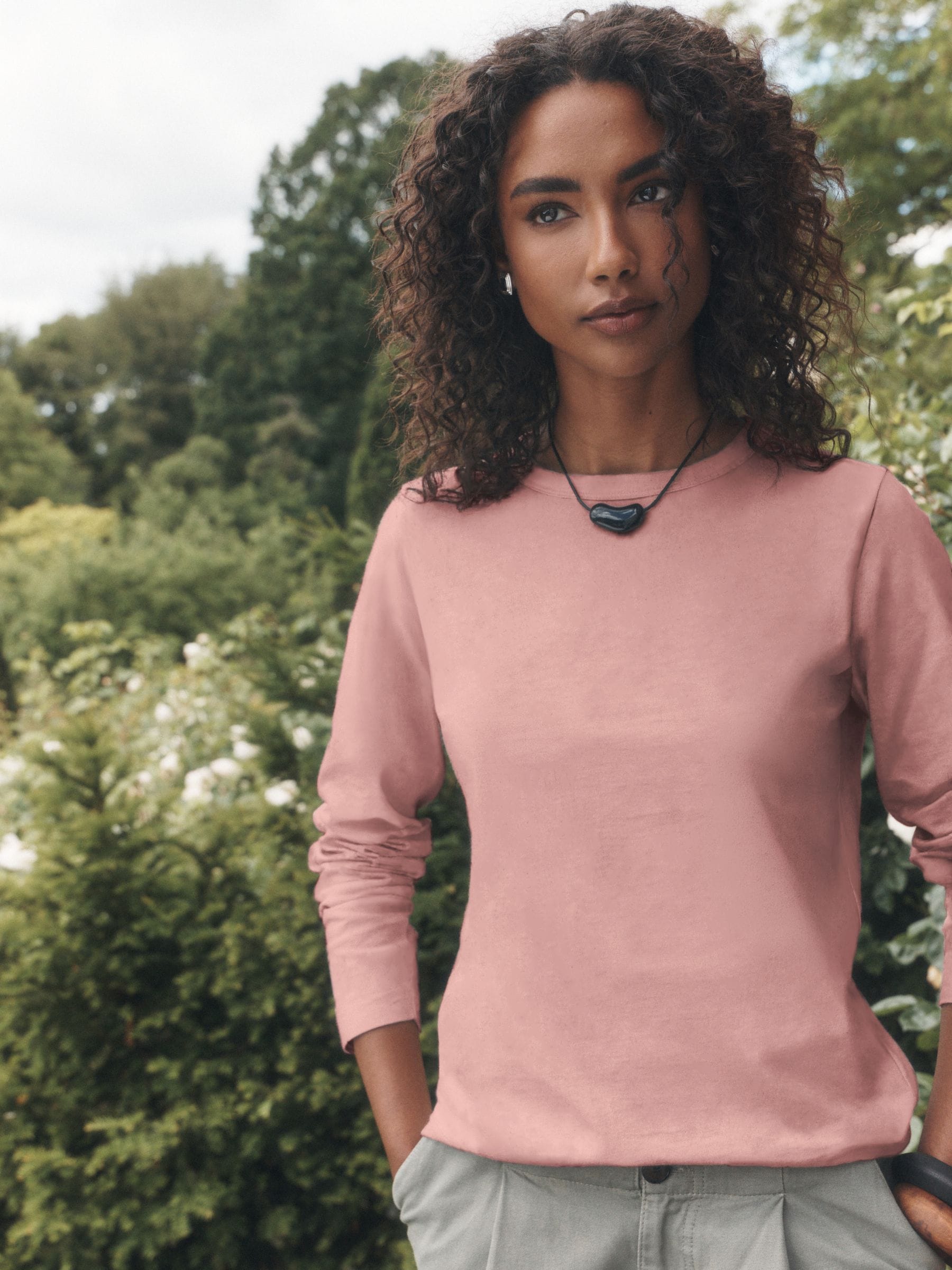 Long Sleeve Crew Neck T-Shirt - Pastel Pink - Regular - Location Worn