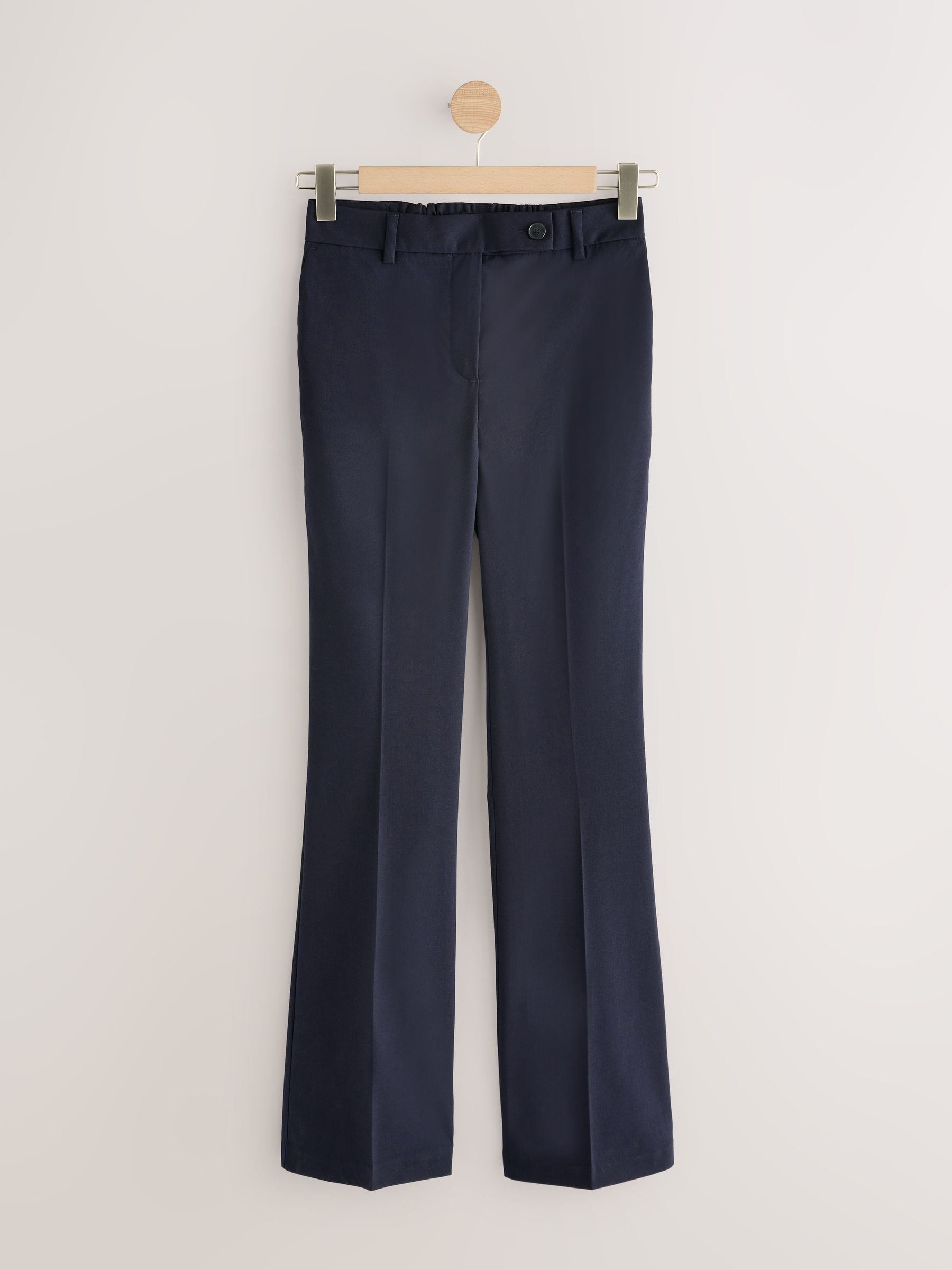 Tailored Bootcut Trousers With Wool - Navy Blue - Regular - SIP Still Life