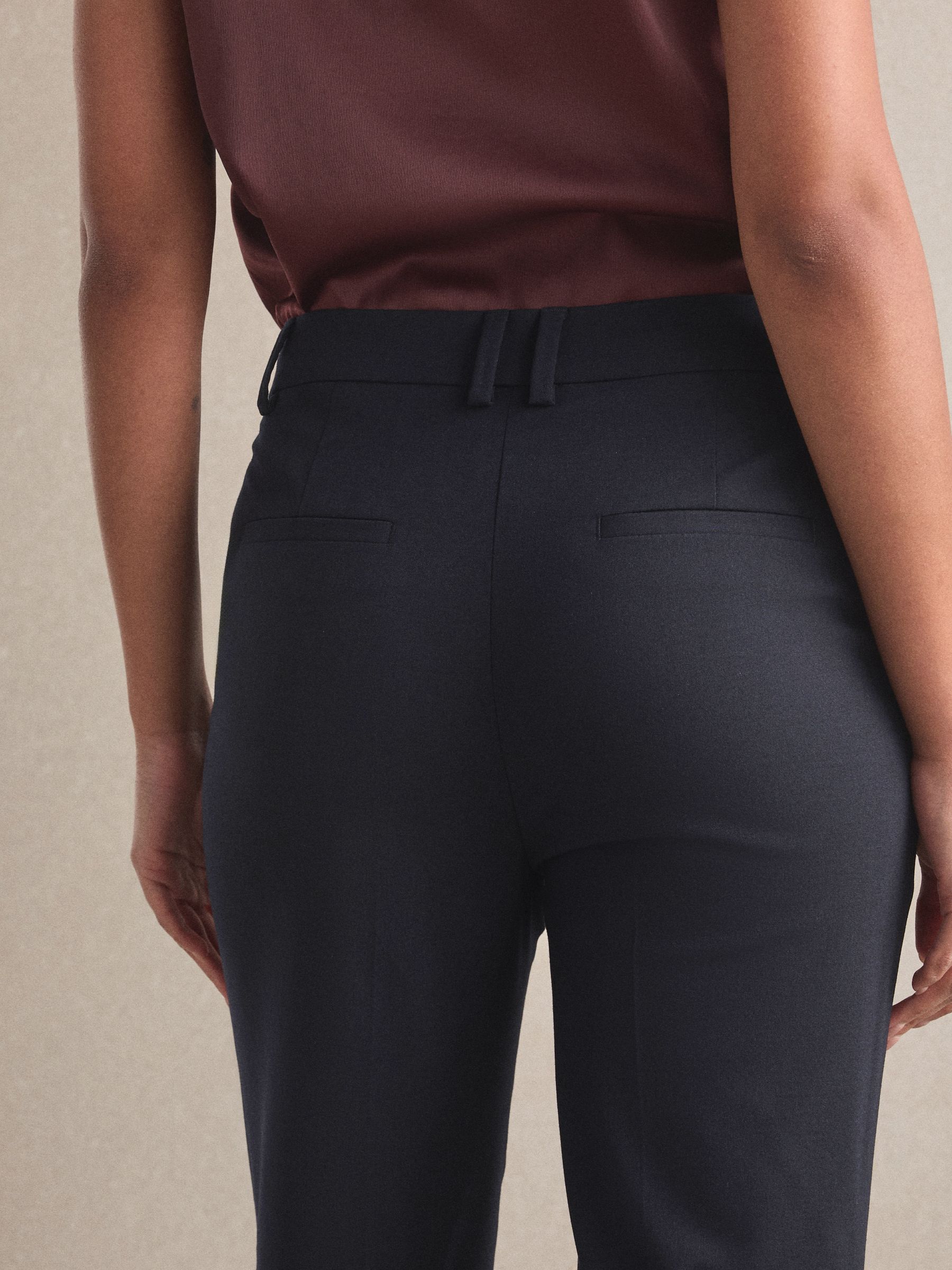 Tailored Slim Trousers With Wool - Navy Blue - Regular - Location Worn