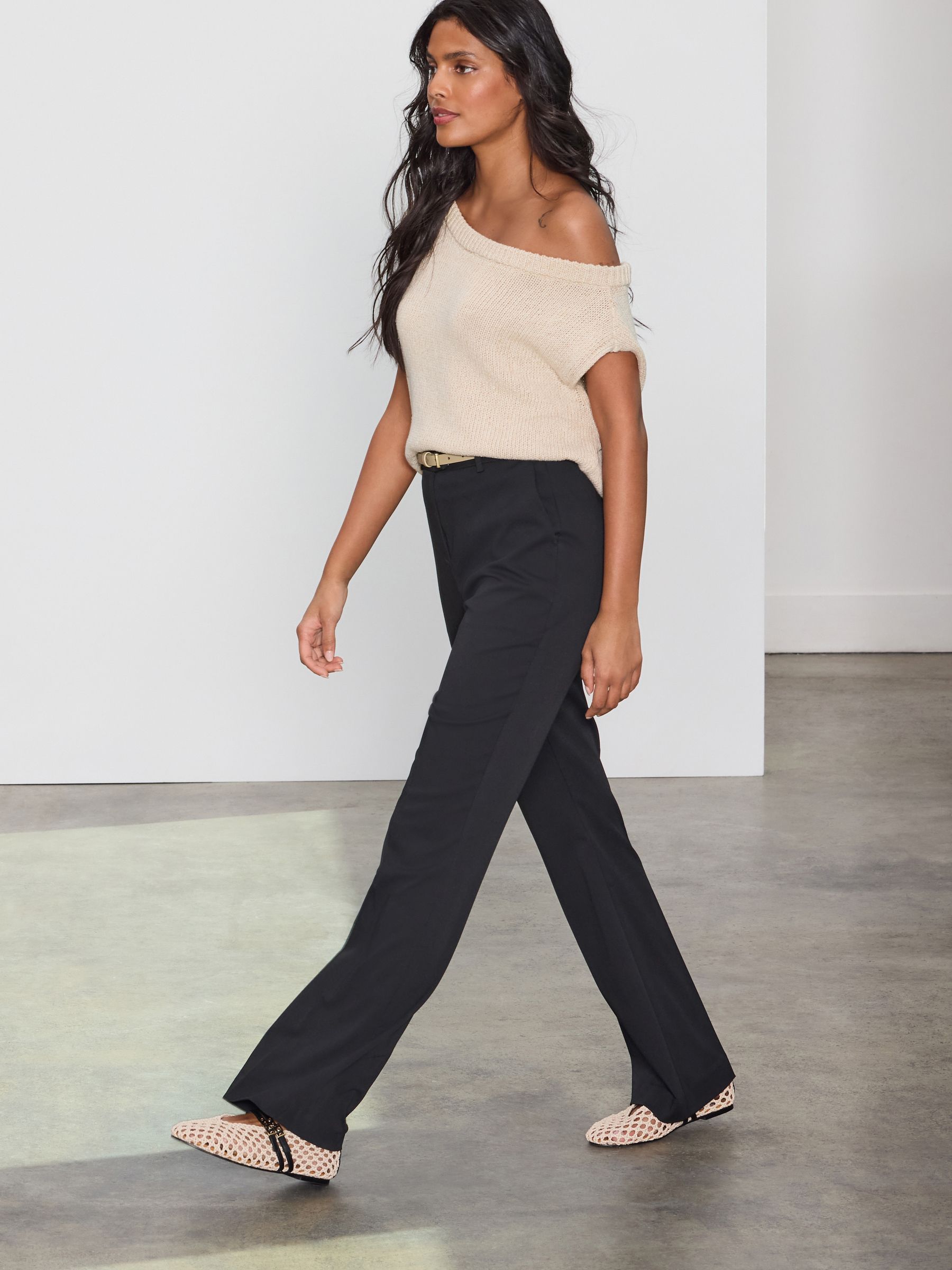 Bootcut Tailored Trousers - Black - Regular - Location Worn