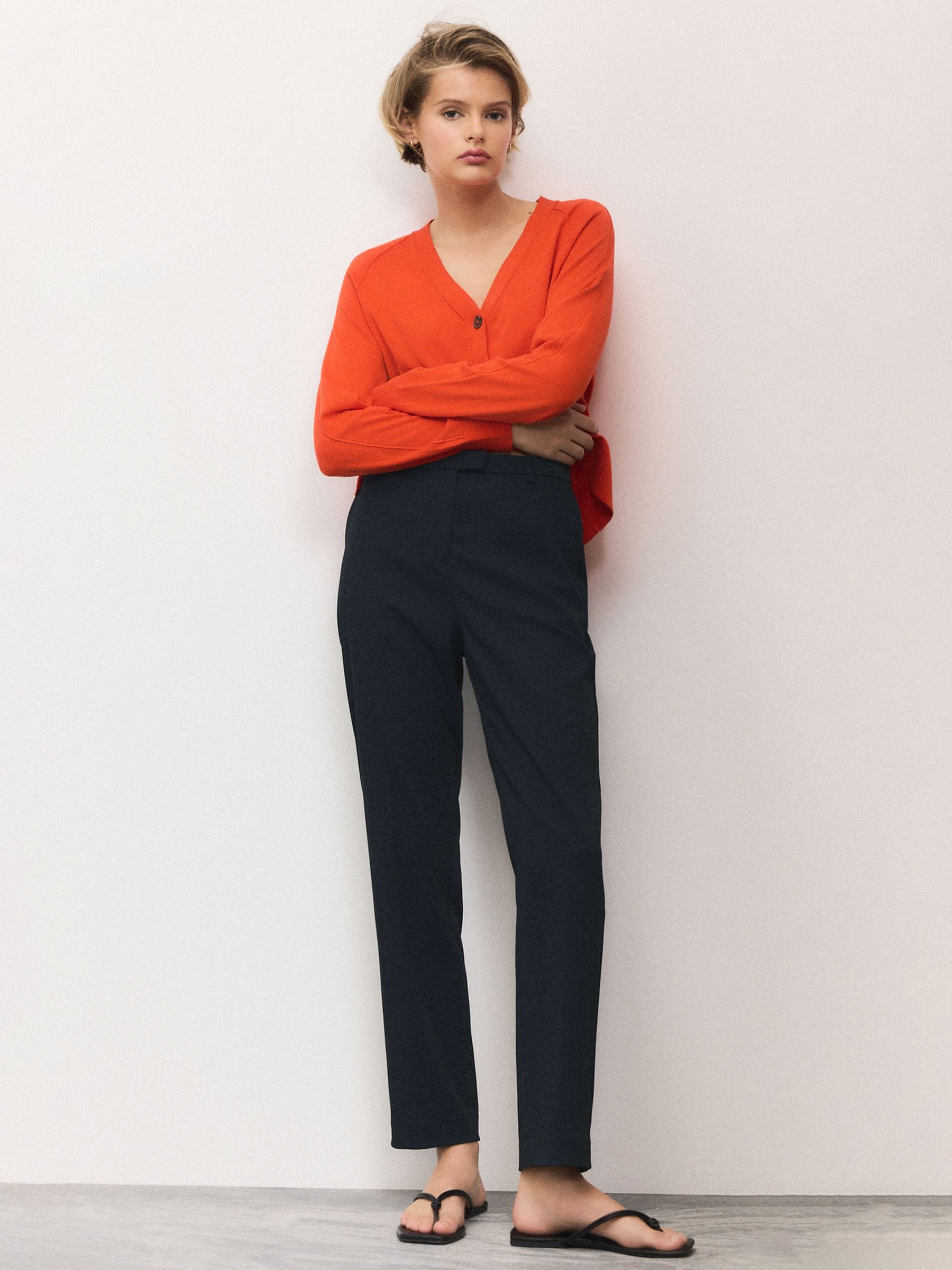 Slim Tailored Trousers - Navy Blue - Regular - Location Worn
