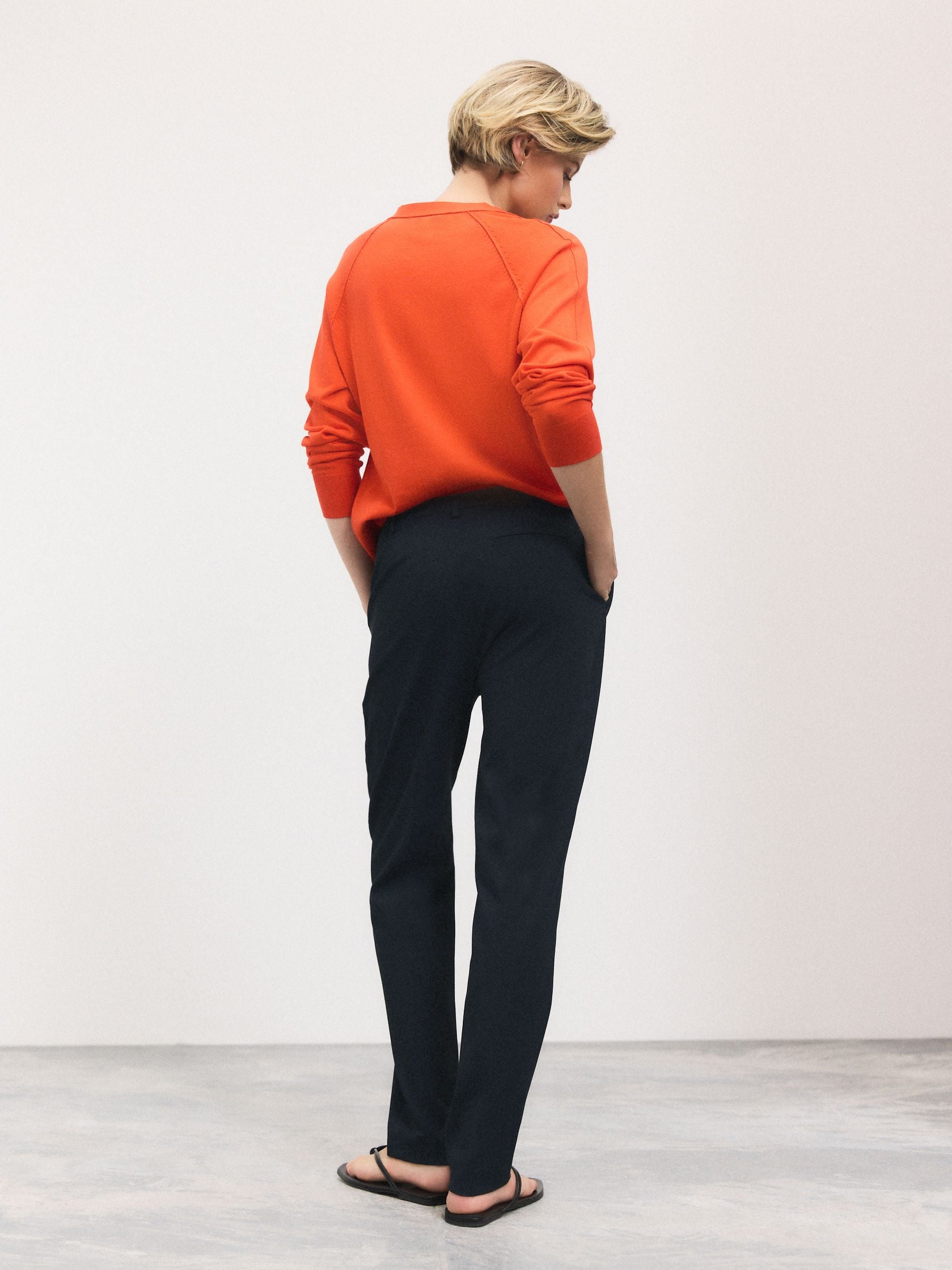 Slim Tailored Trousers - Navy Blue - Regular - Location Worn