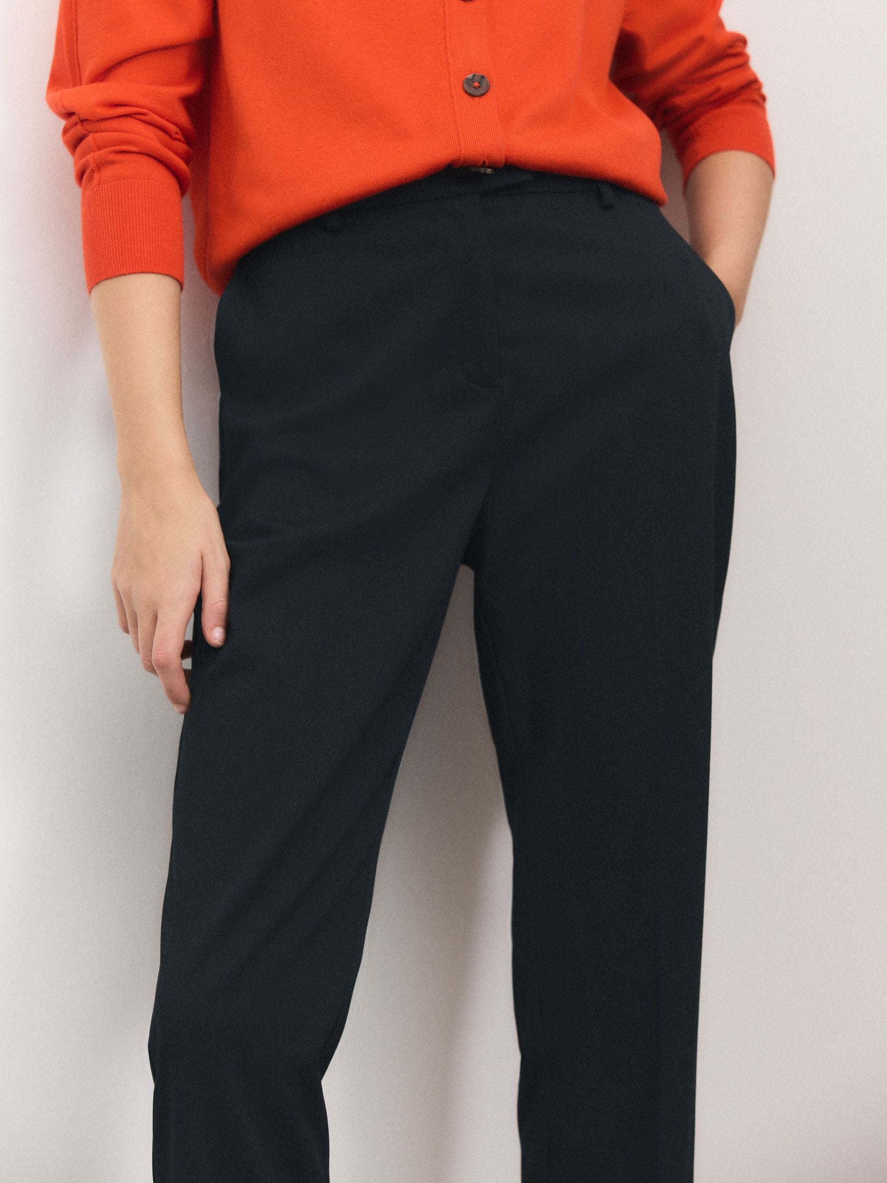 Slim Tailored Trousers - Navy Blue - Regular - Location Worn