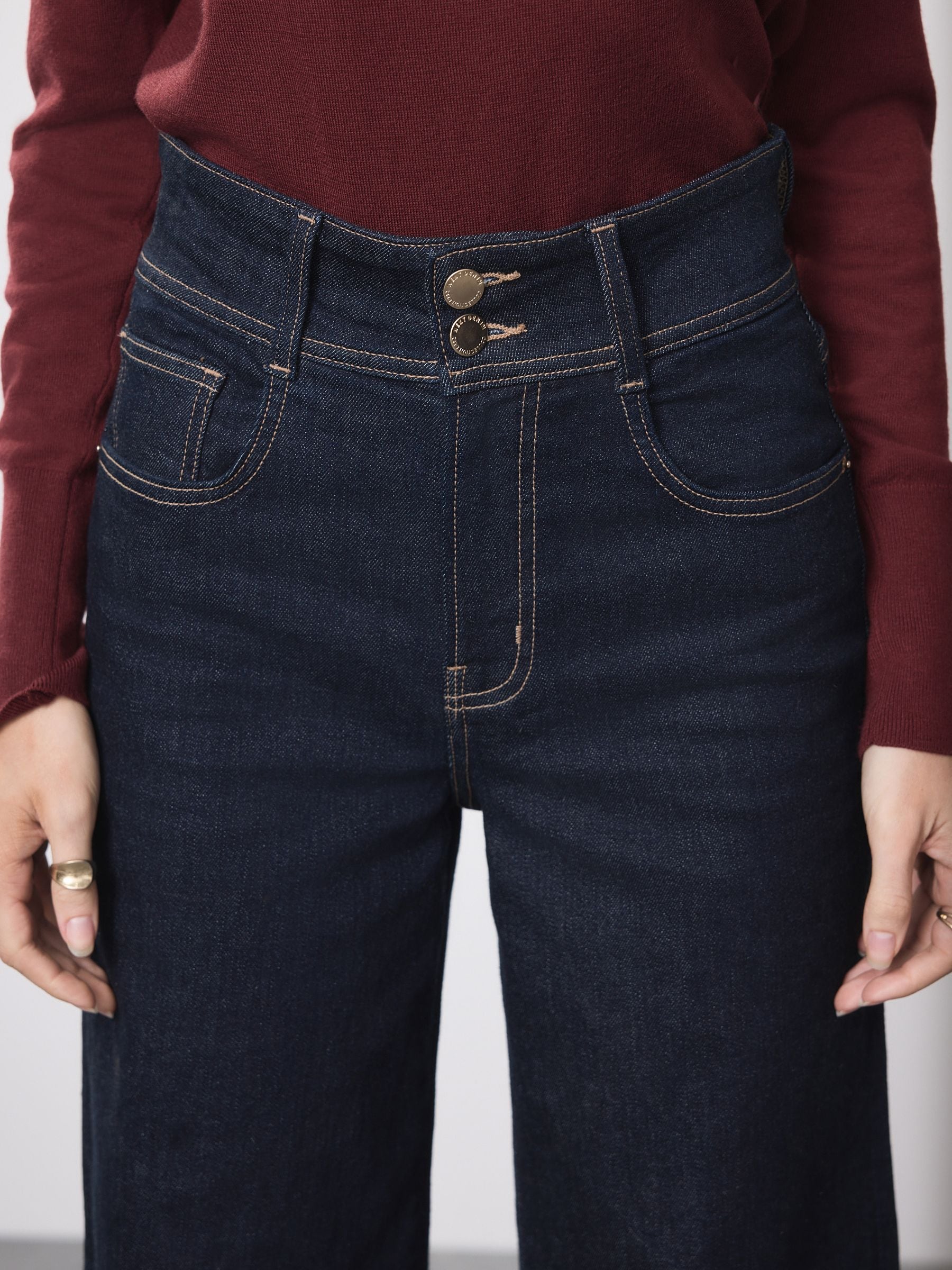 High Rise Stretch Wide Leg Jeans - Indigo Blue - Regular - Location Worn