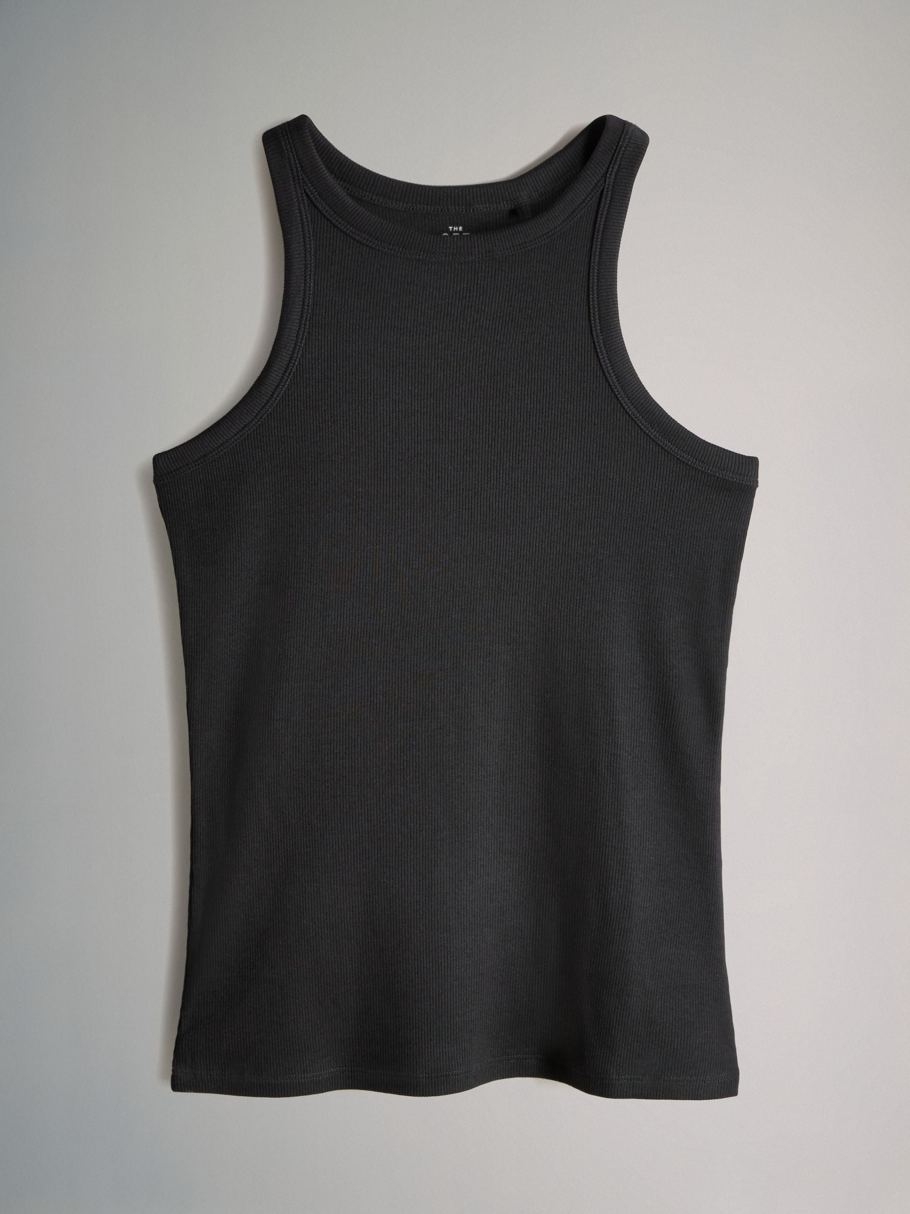 The Set 5 Pack Racer Ribbed Vests - Black/Chocolate Brown/Taupe Brown/Stripe/White - Regular - SIP Still Life