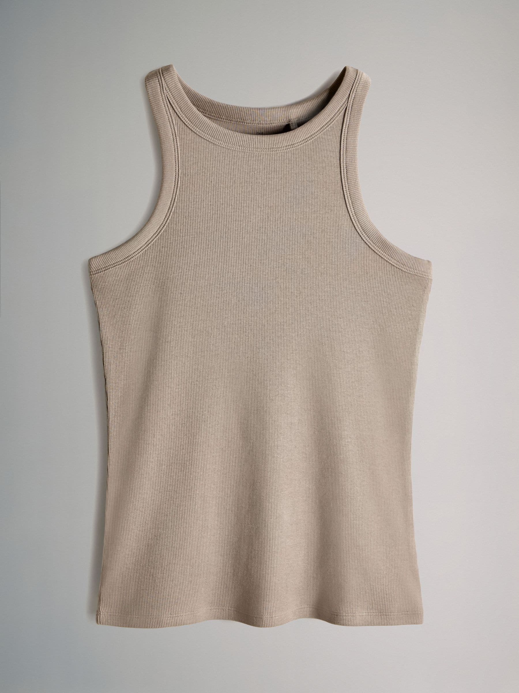 The Set 5 Pack Racer Ribbed Vests - Black/Chocolate Brown/Taupe Brown/Stripe/White - Regular - SIP Still Life