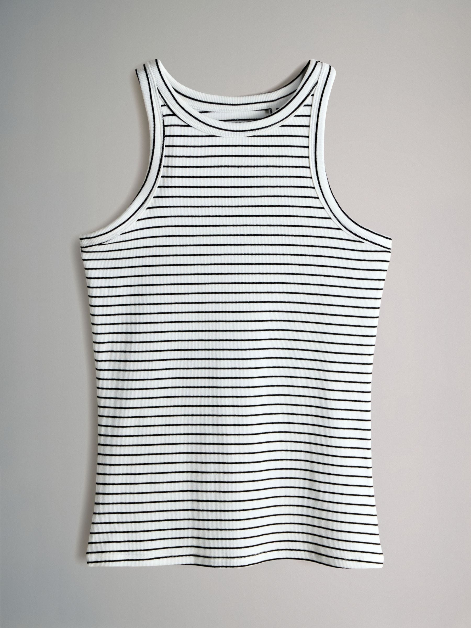 The Set 5 Pack Racer Ribbed Vests - Black/Chocolate Brown/Taupe Brown/Stripe/White - Regular - SIP Still Life