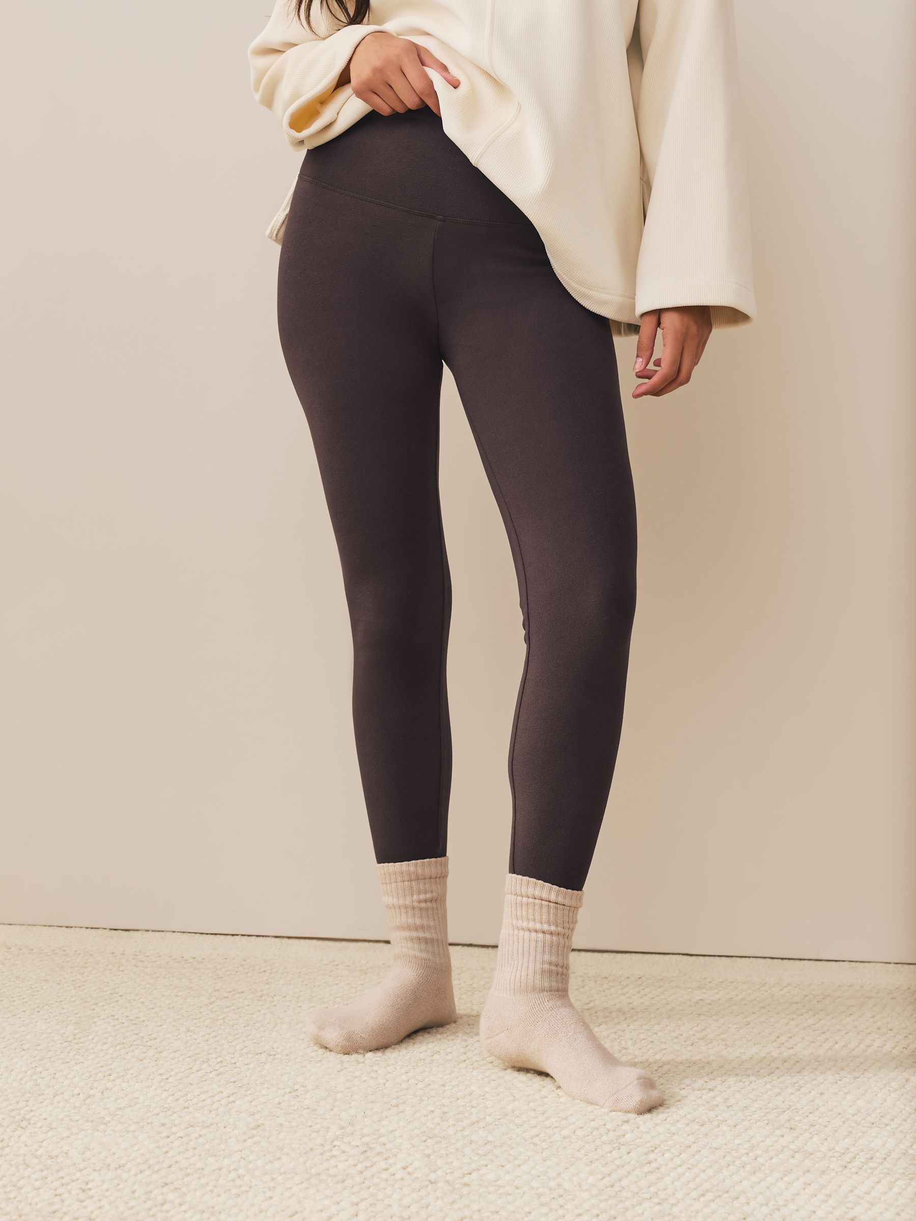 Studio Cosy Fleece Leggings - Chocolate Brown - Regular - SIP Worn
