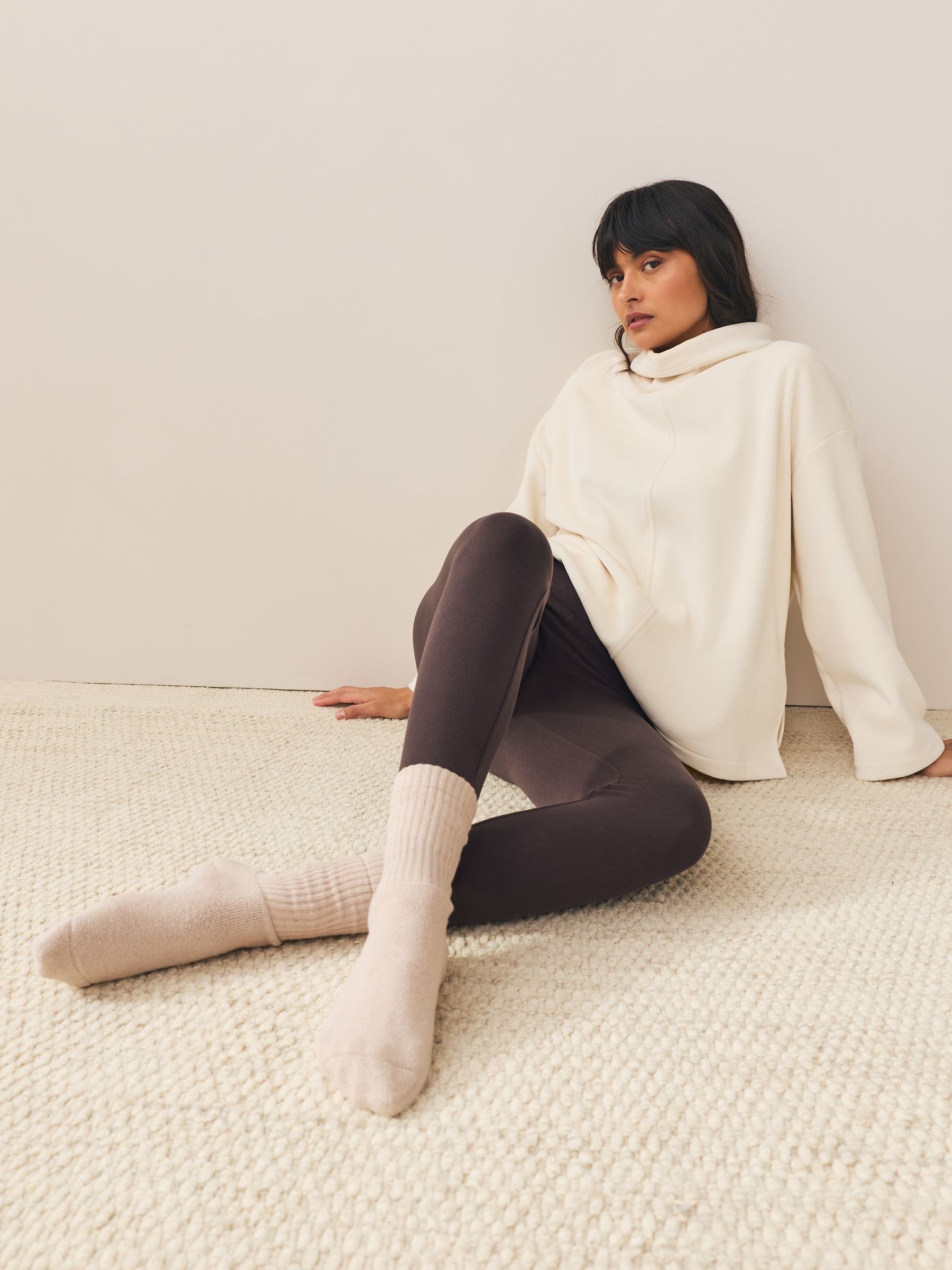 Studio Cosy Fleece Leggings - Chocolate Brown - Regular - SIP Worn