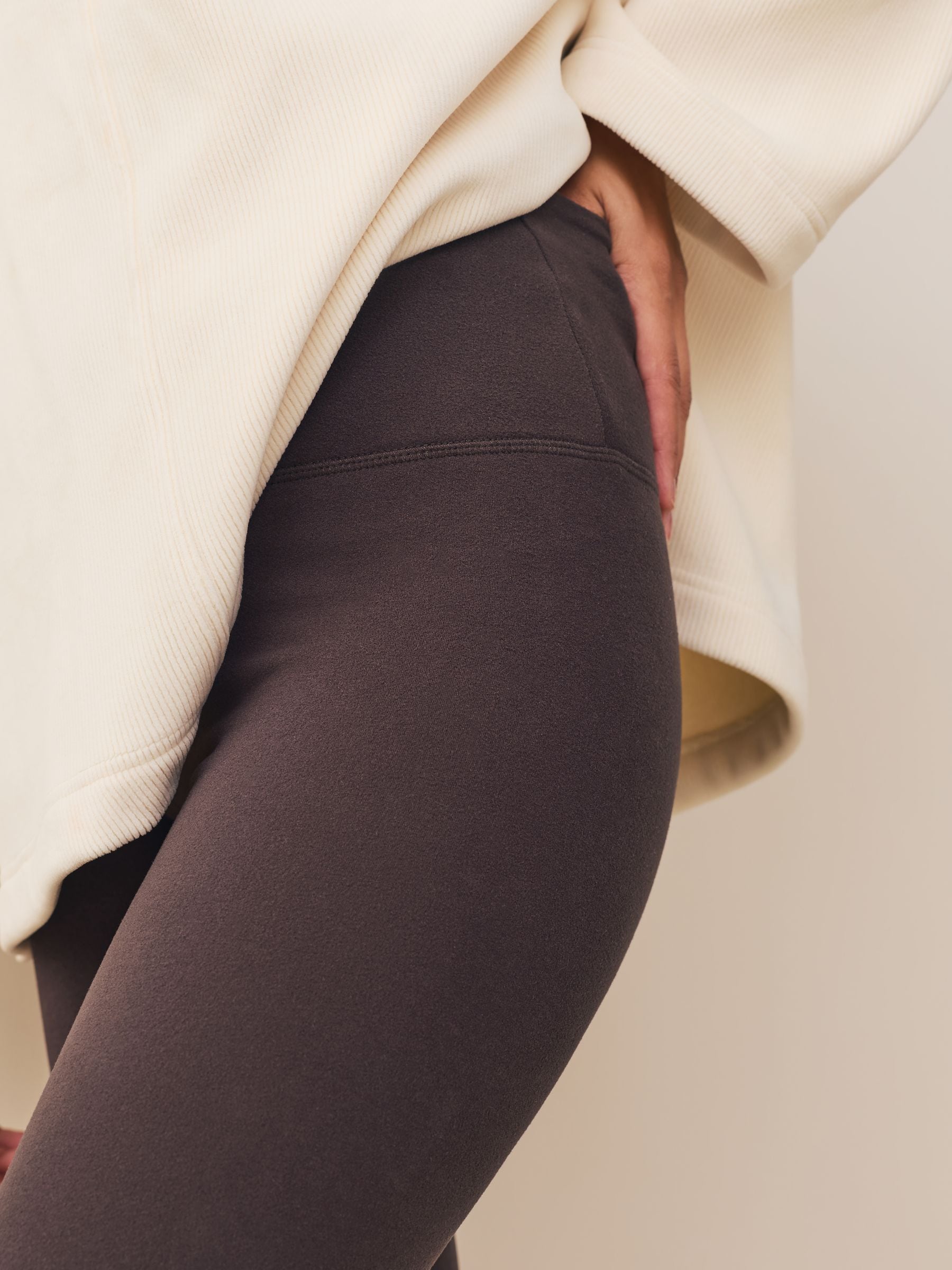 Studio Cosy Fleece Leggings - Chocolate Brown - Regular - SIP Worn