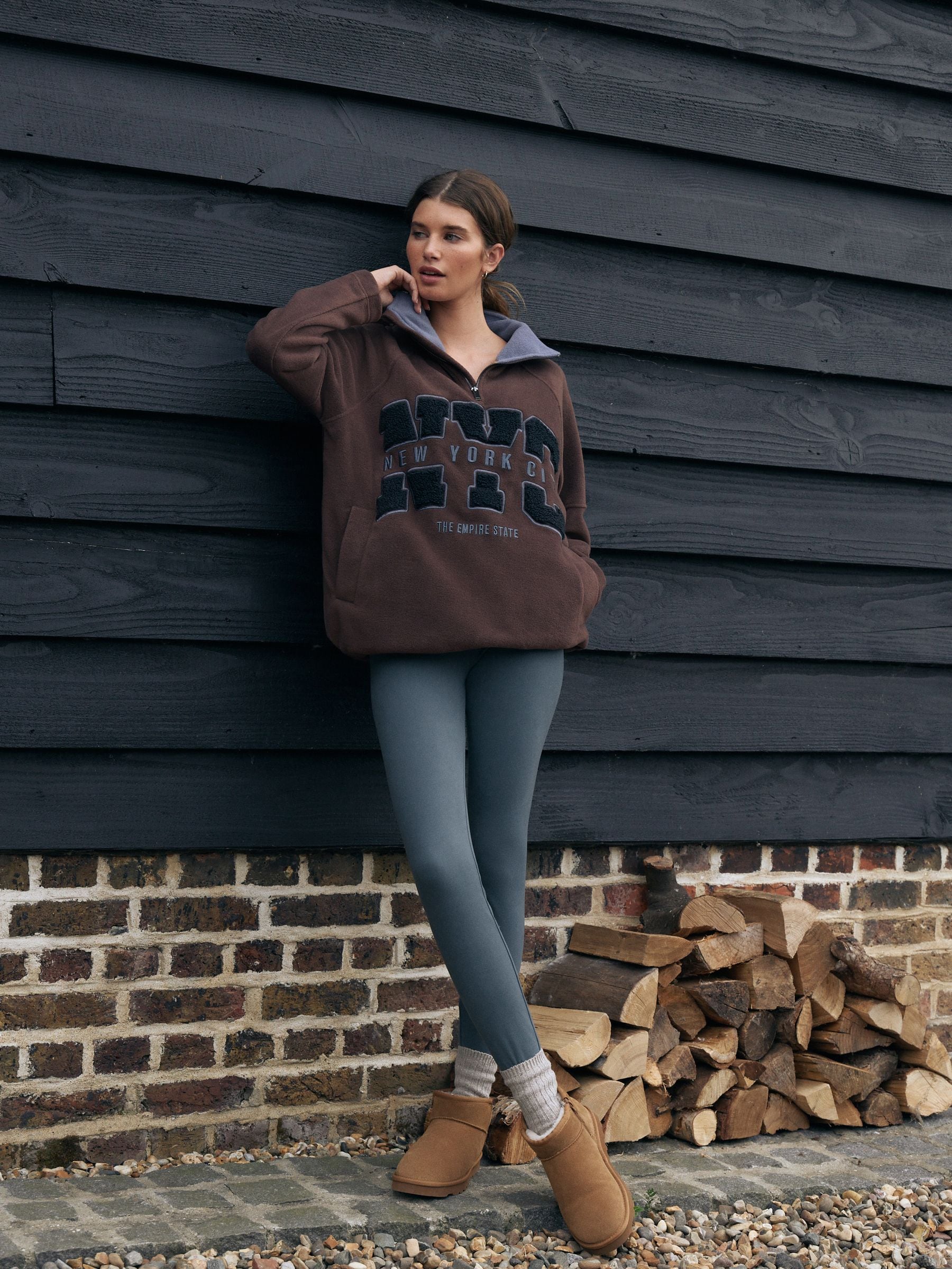 Studio Cosy Fleece Leggings - Blue - Regular - Location Worn
