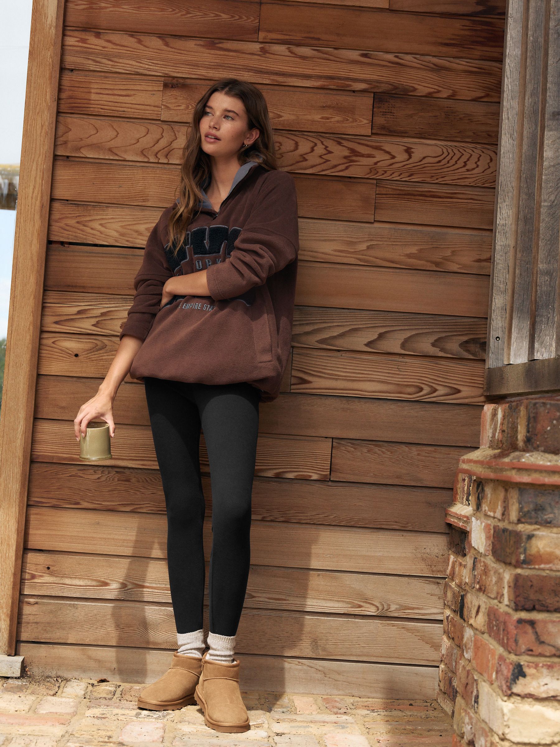 Studio Cosy Fleece Leggings - Black - Regular - Location Worn