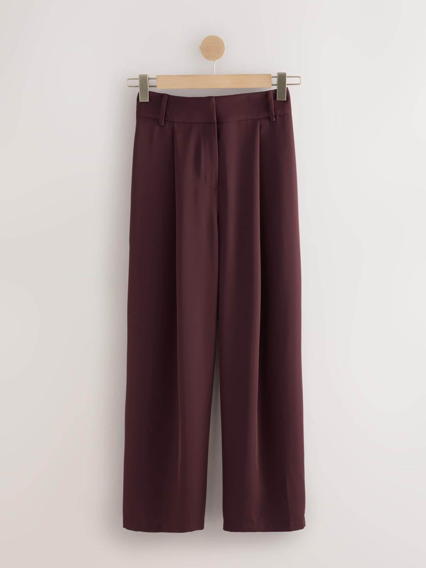 Elastic Back Wide Leg Trousers - Burgundy Red - Regular - SIP Still Life