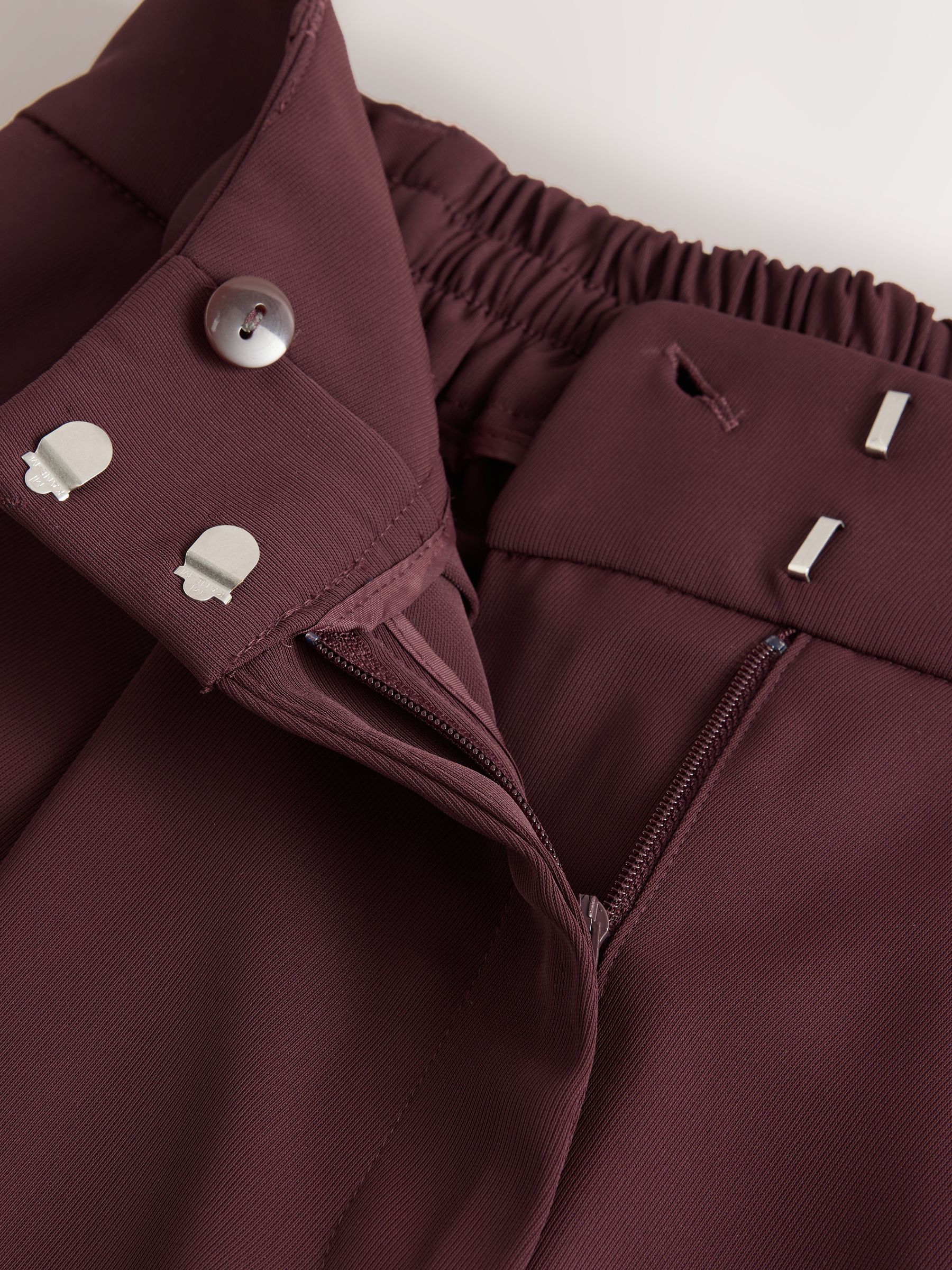 Elastic Back Wide Leg Trousers - Burgundy Red - Regular - SIP Still Life