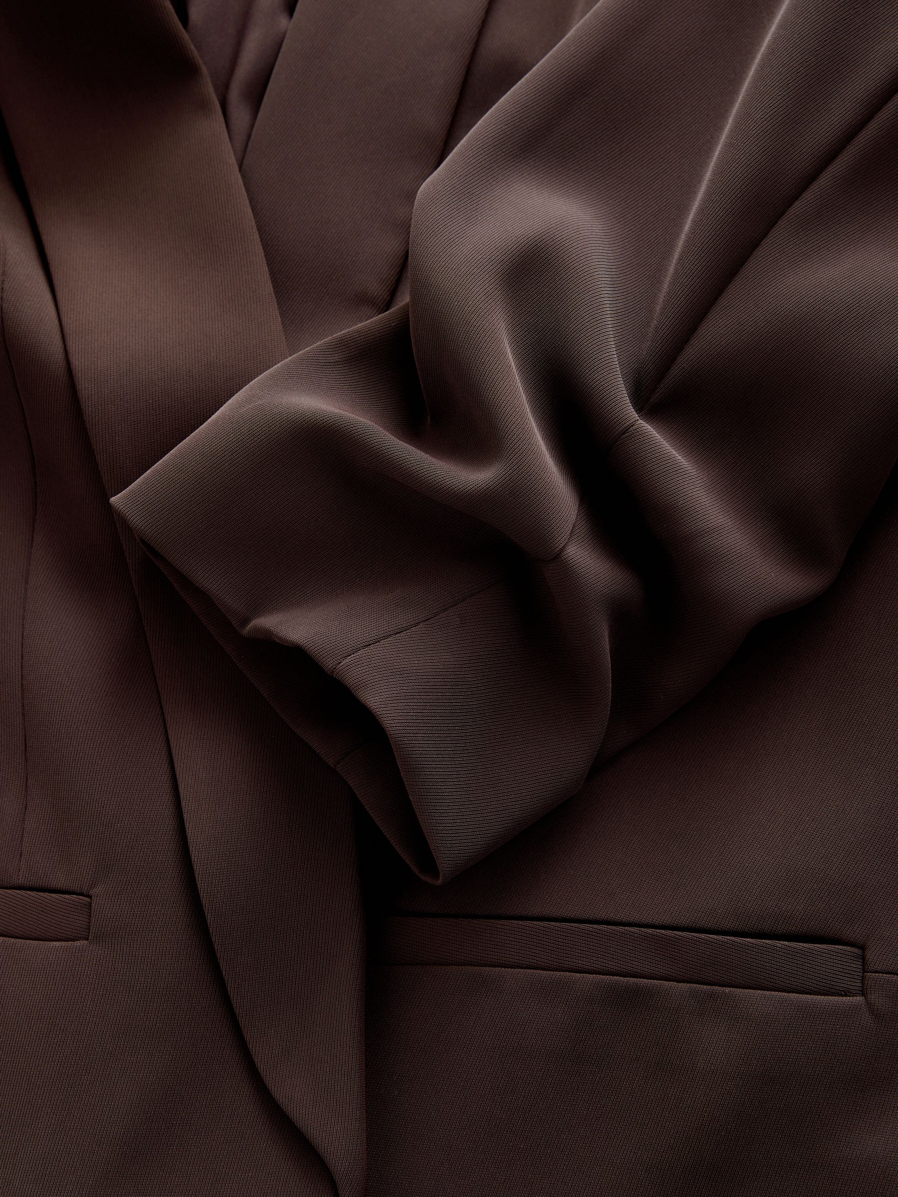 Relaxed Ruched Sleeve Blazer - Chocolate Brown - Regular - SIP Still Life
