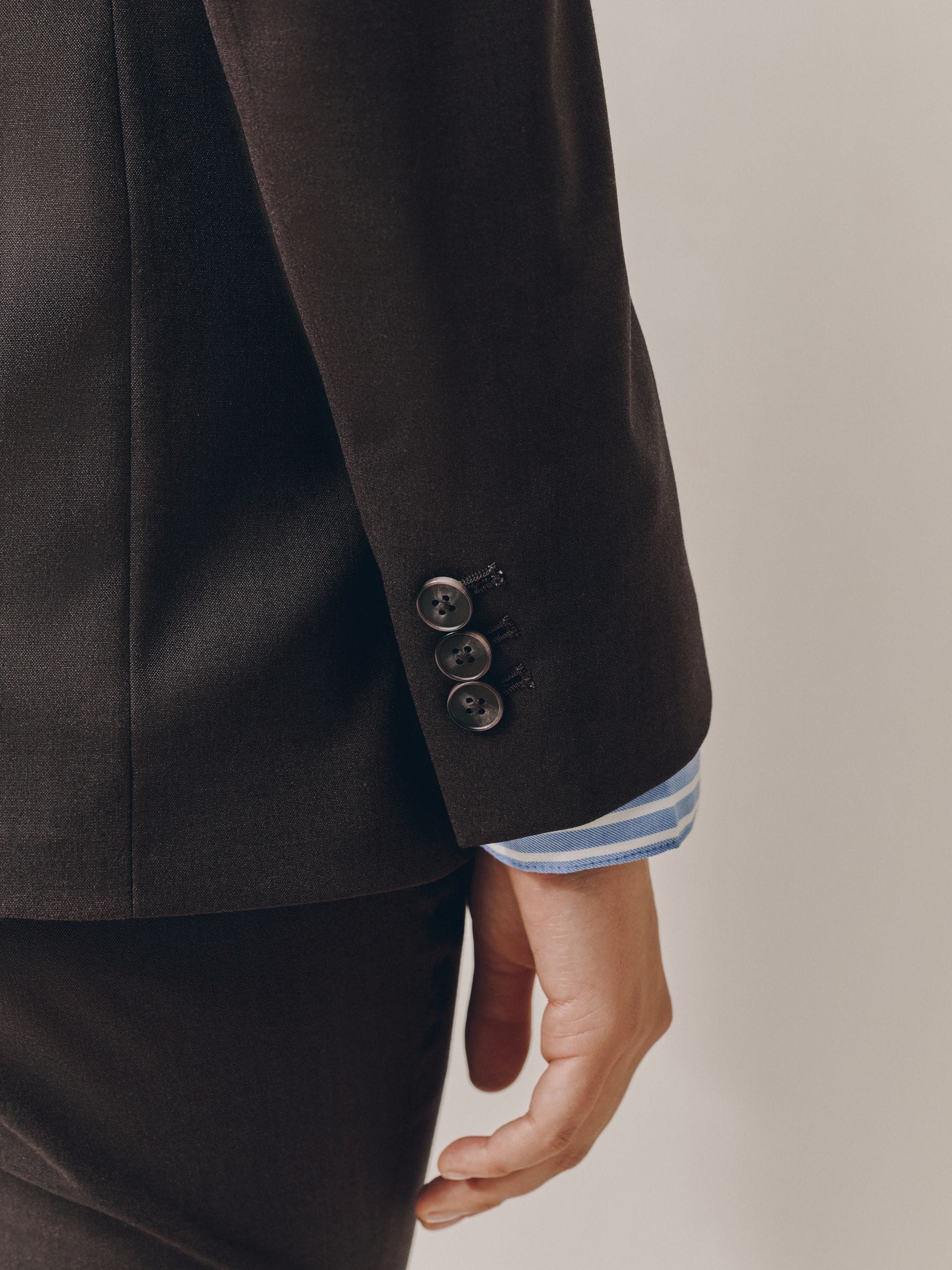 Tailored Single Breasted Blazer With Wool - Chocolate Brown - Petite - SIP Worn