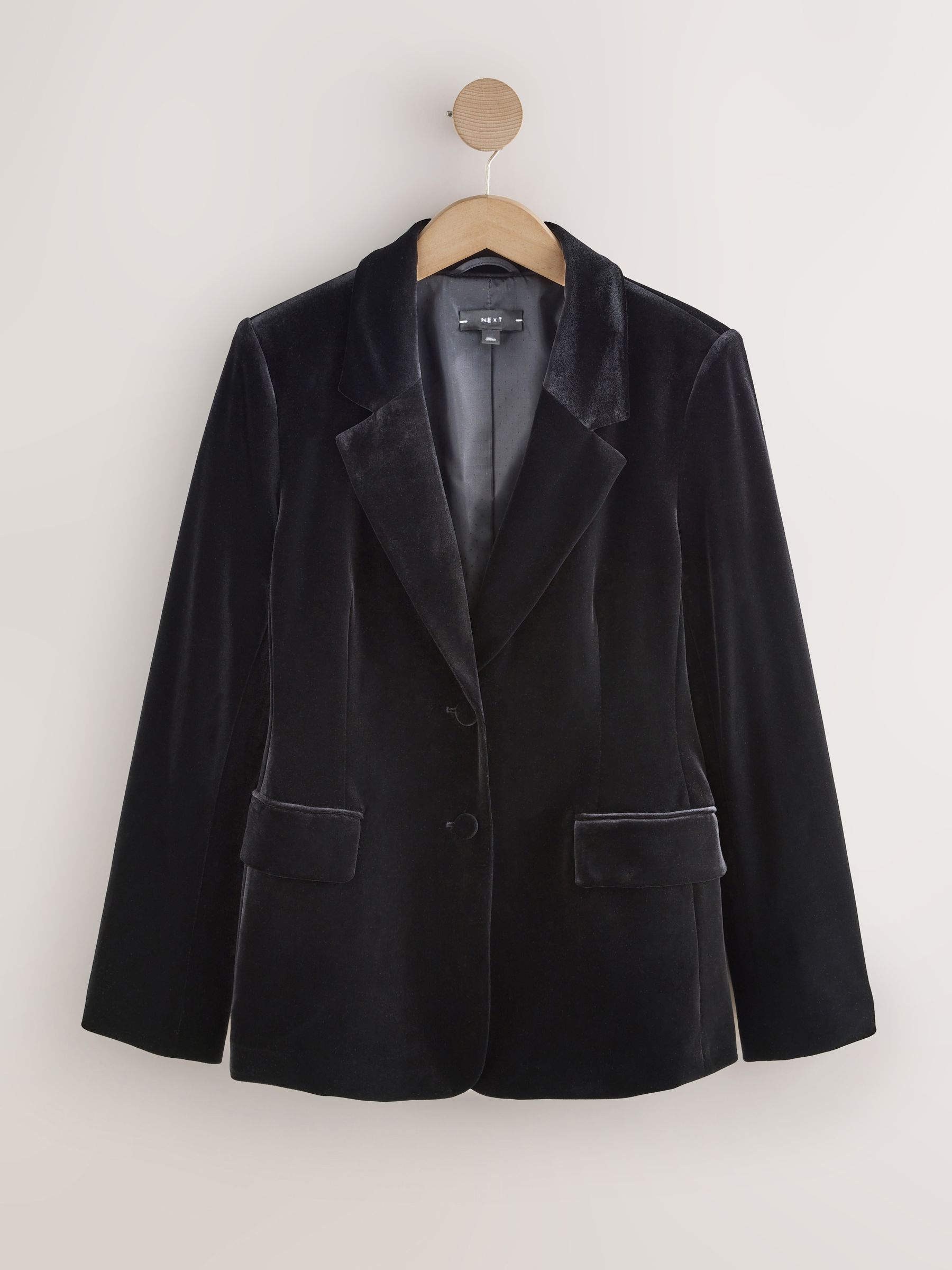 Velvet Single Breasted Blazer - Black - Regular - SIP Still Life