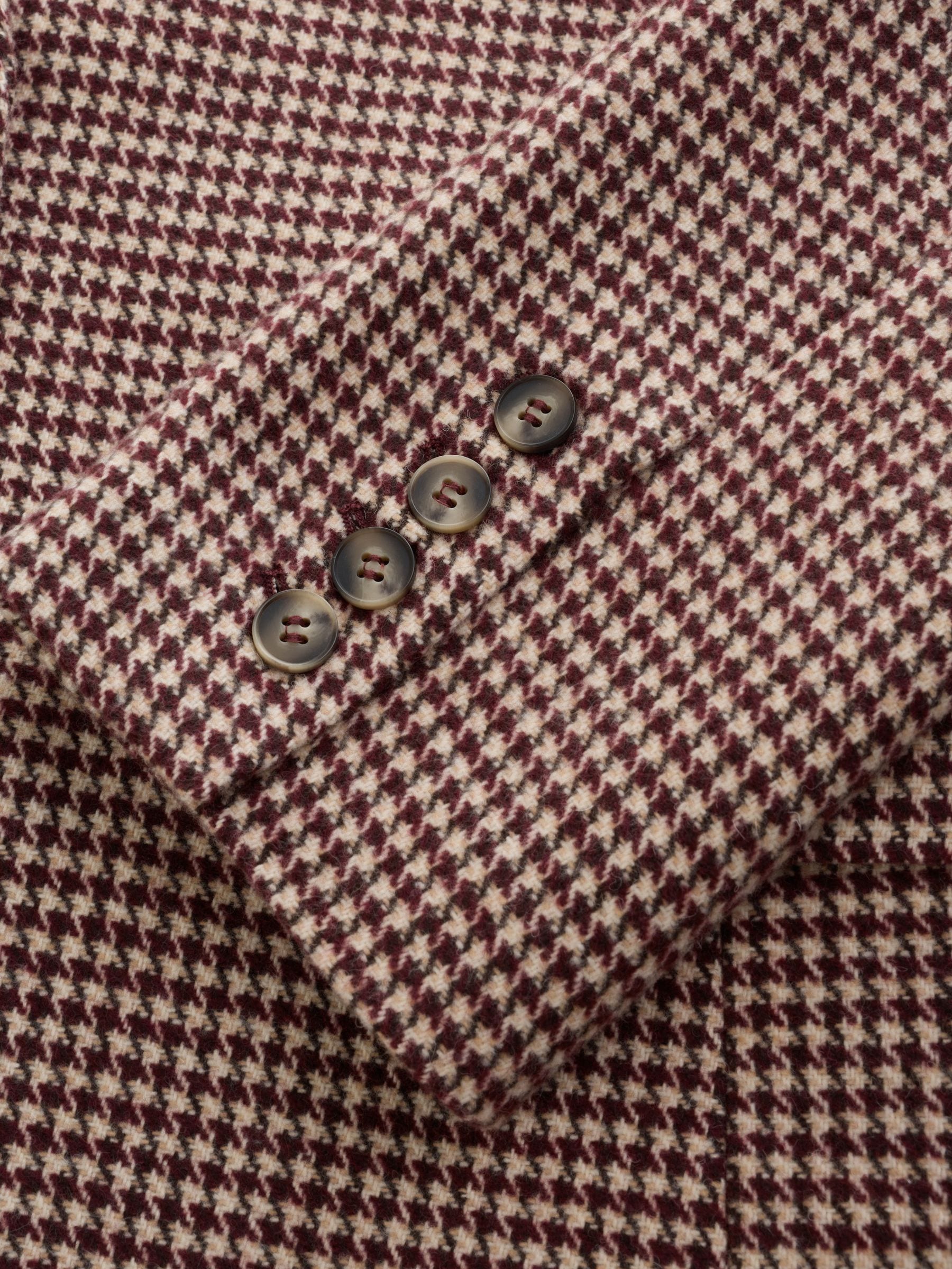 N.Premium Single Breasted Blazer With Wool - Burgundy Dogtooth - Regular - SIP Still Life