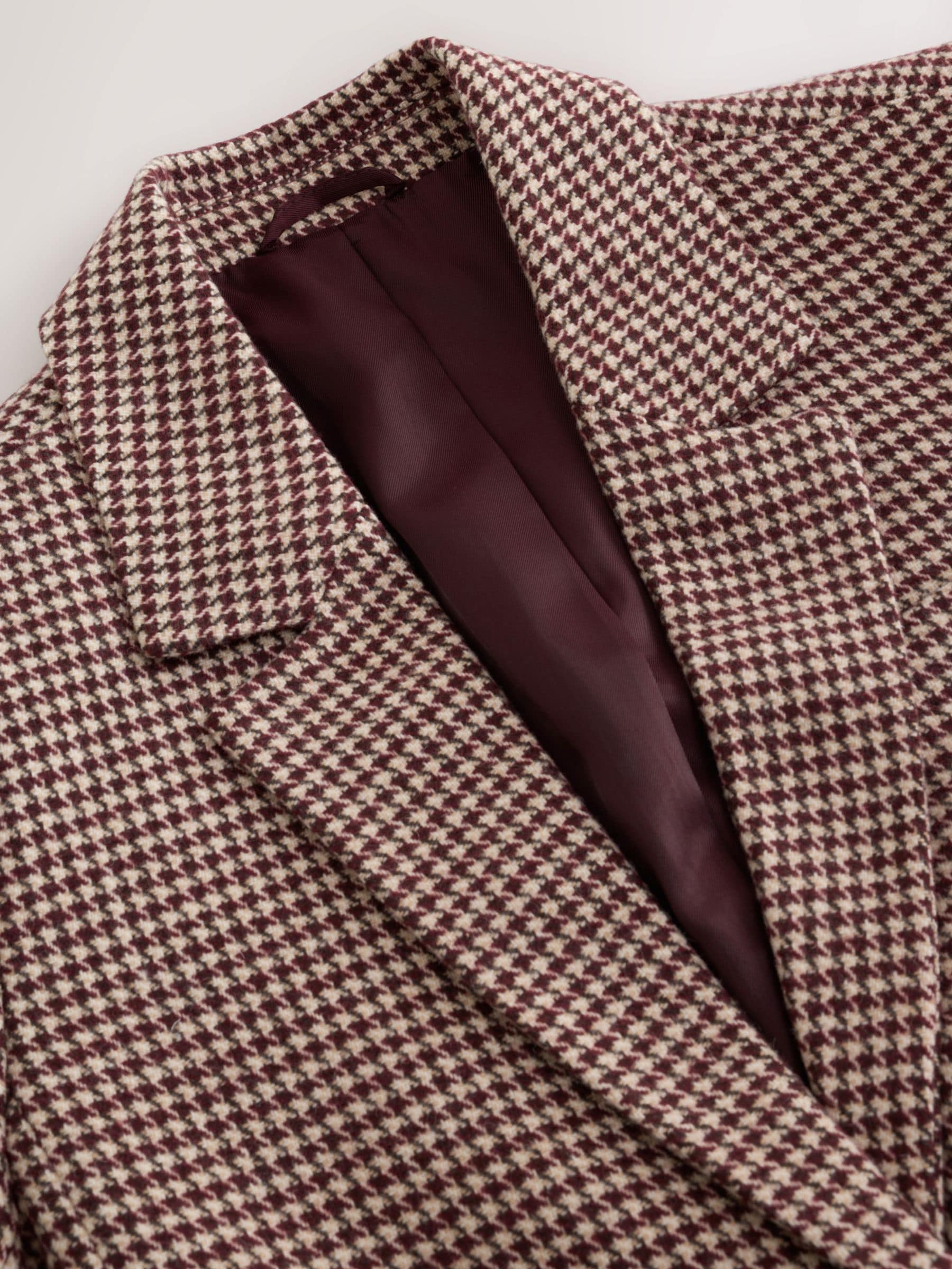 N.Premium Single Breasted Blazer With Wool - Burgundy Dogtooth - Regular - SIP Still Life